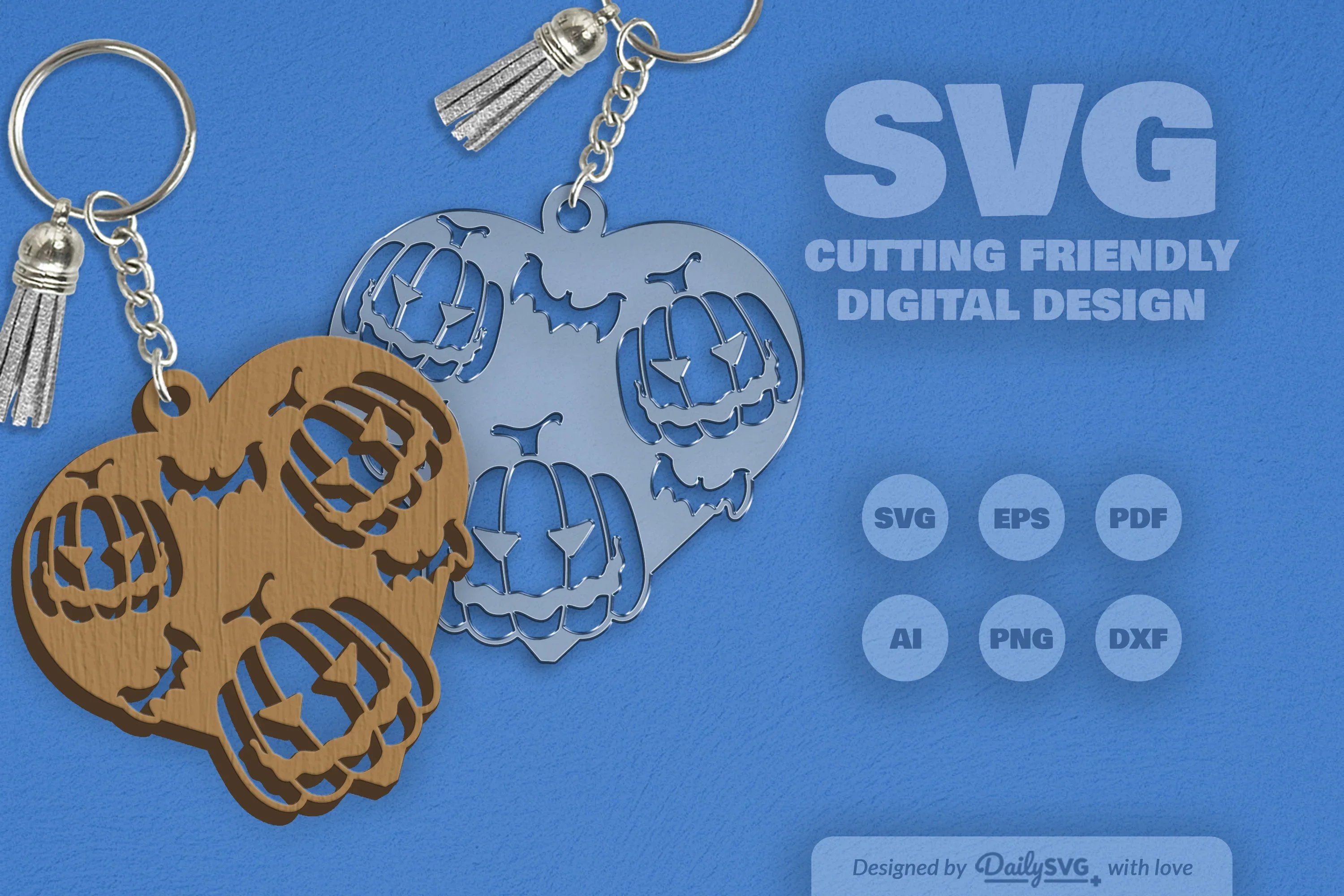 Halloween Pumpkin Heart Keychain Clipart SVG Bundle - Image 4