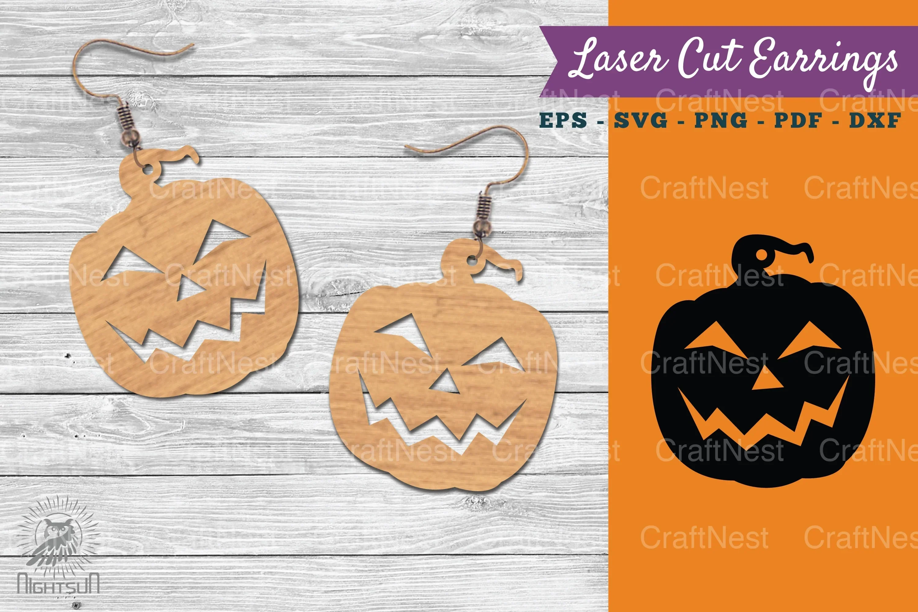 Halloween Pumpkin Laser Cut Earring SVG Bundle
