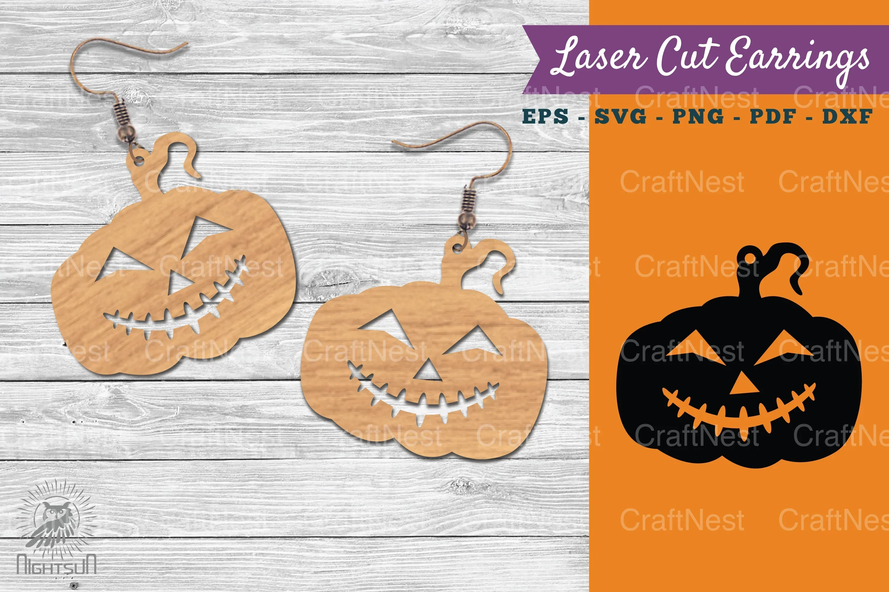 Halloween Pumpkin Laser Cut Earring SVG Bundle