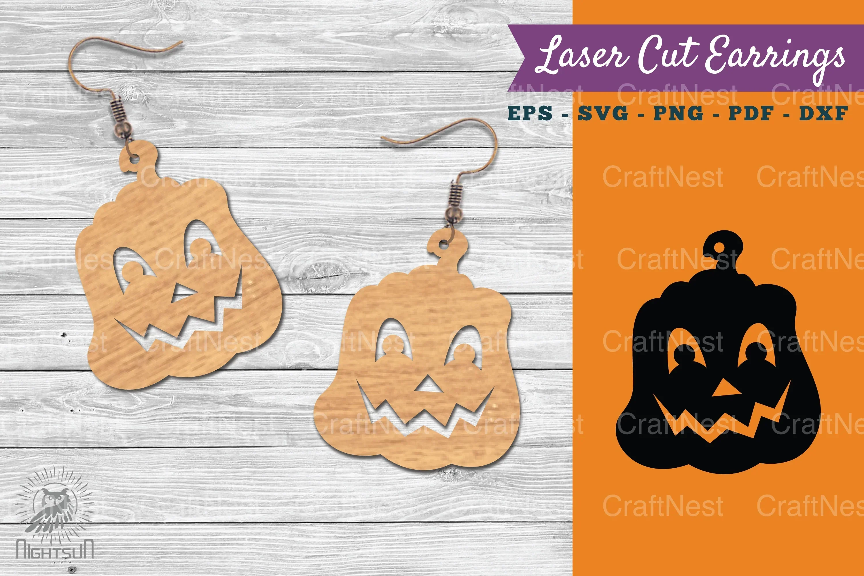 Halloween Pumpkin Laser Cut Earring SVG Bundle
