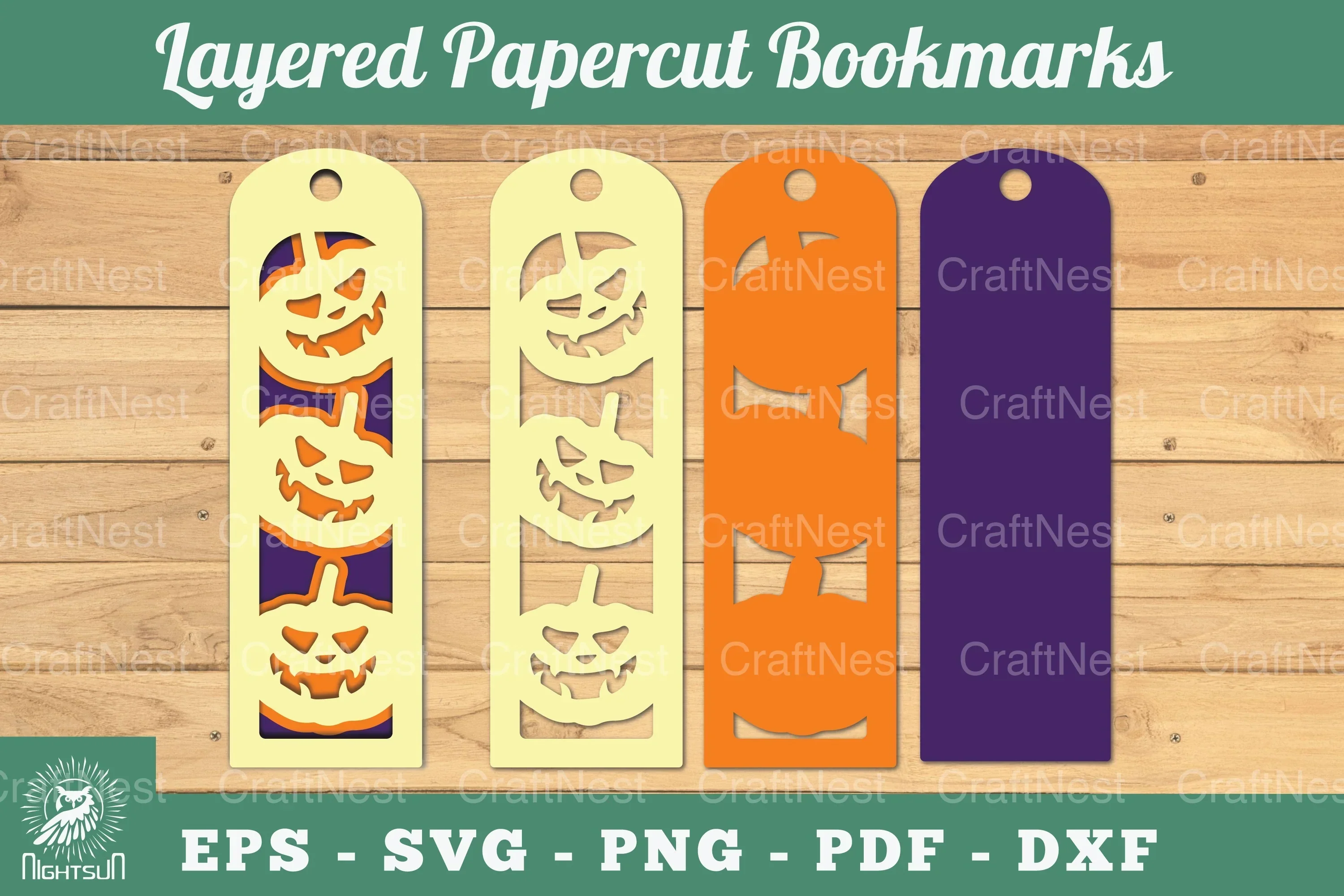 Halloween Pumpkin Layered Papercut Bookmarks Clipart Bundle