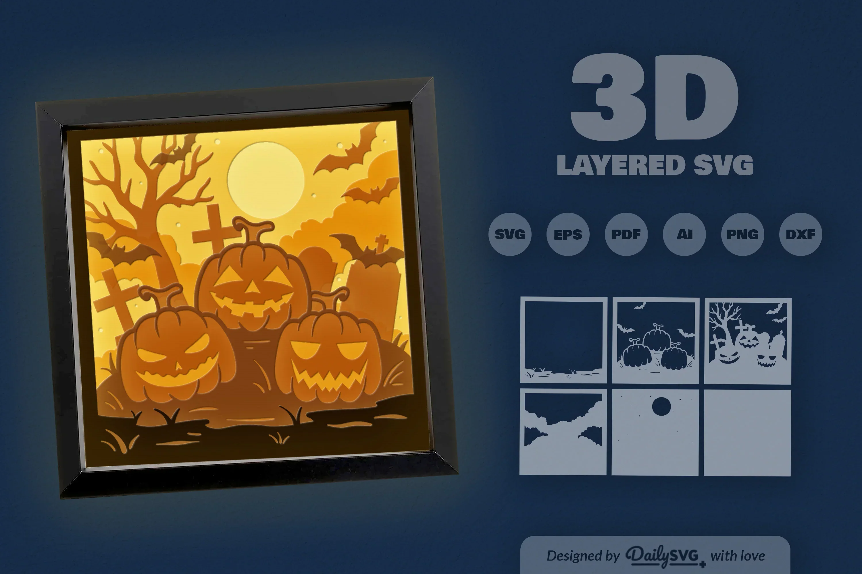 Halloween Pumpkin Papercut SVG Bundle - Image 3