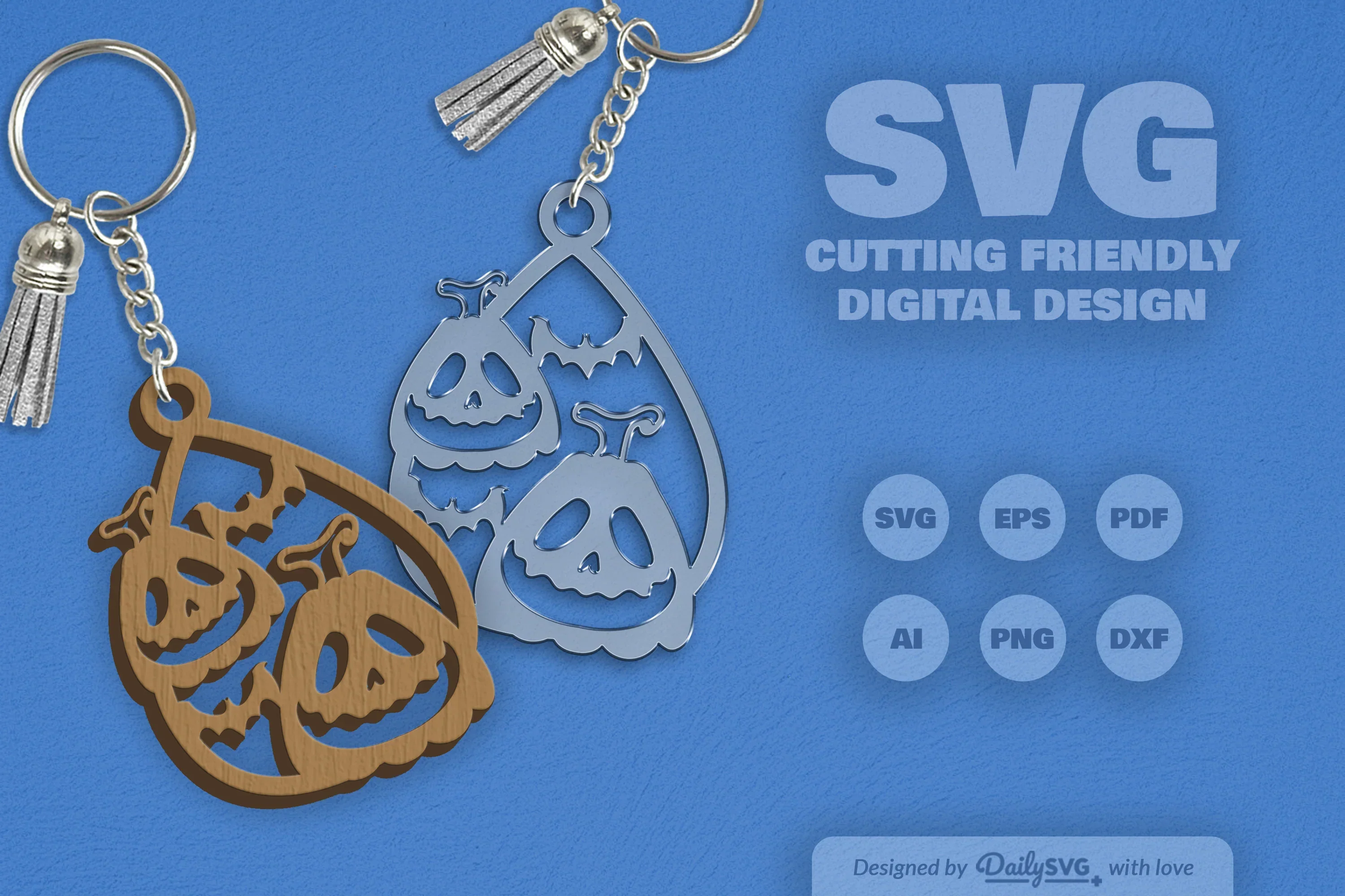 Halloween Pumpkin Tear Drop Keychain Clipart - Image 3