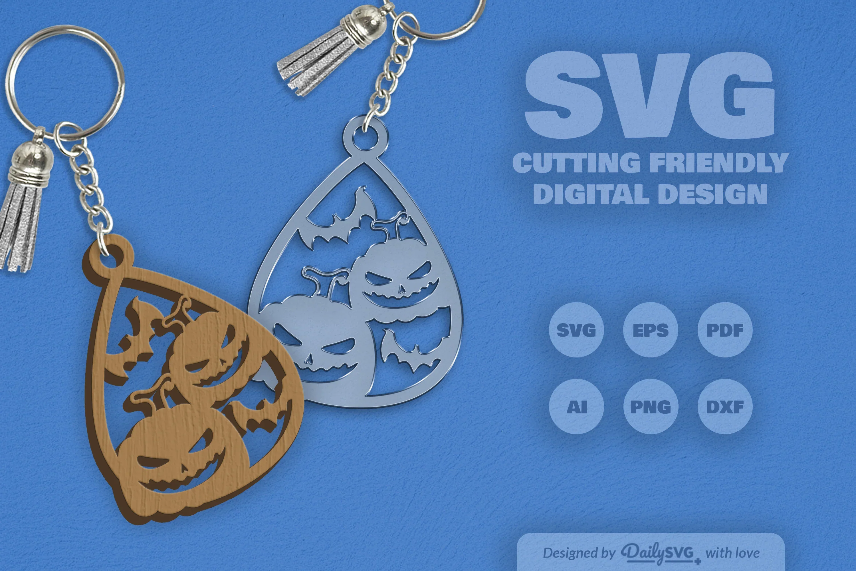 Halloween Pumpkin Tear Drop Keychain Clipart - Image 4