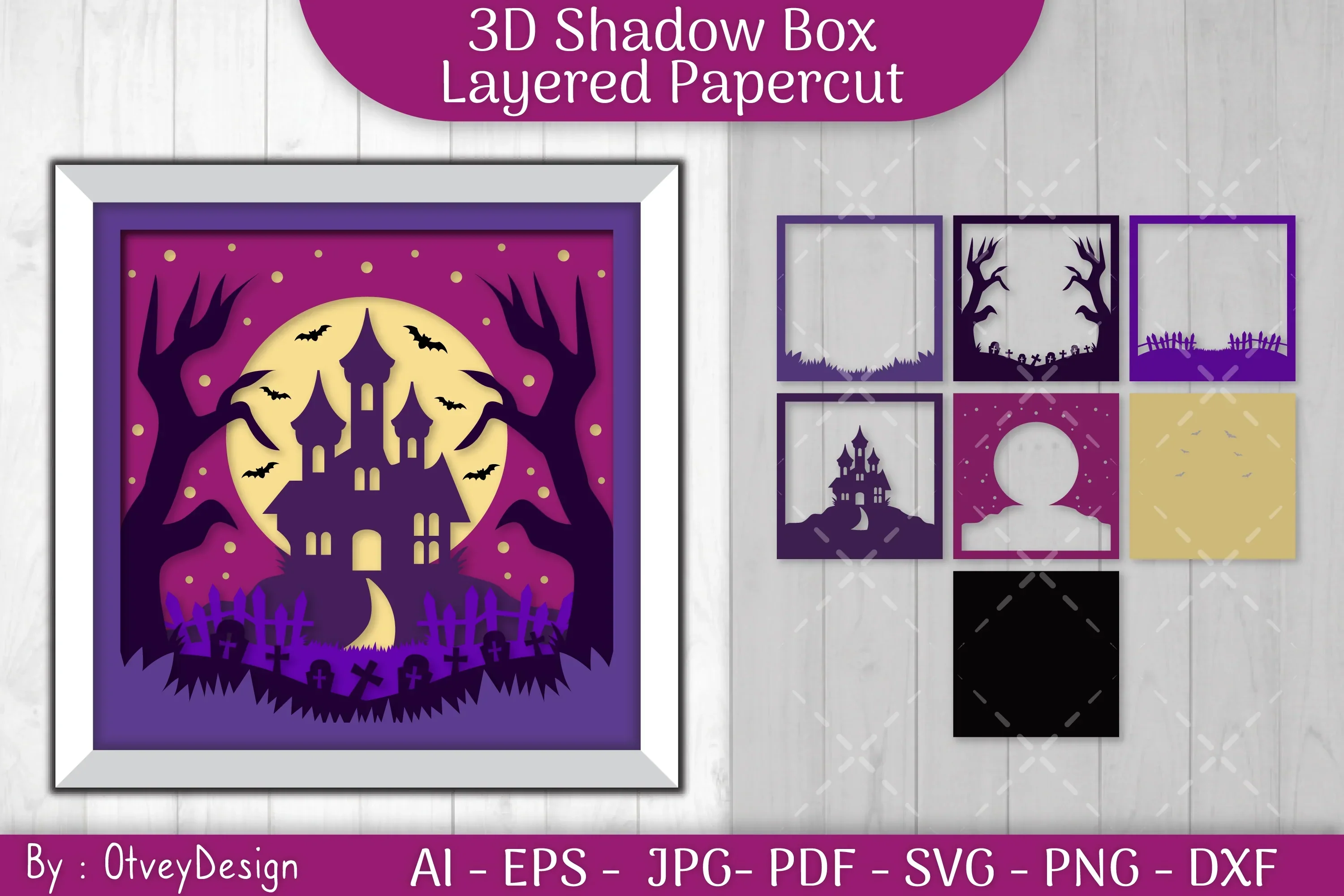Halloween Scene 3D ShadowBox Layered Papercut SVG Bundle - Image 2