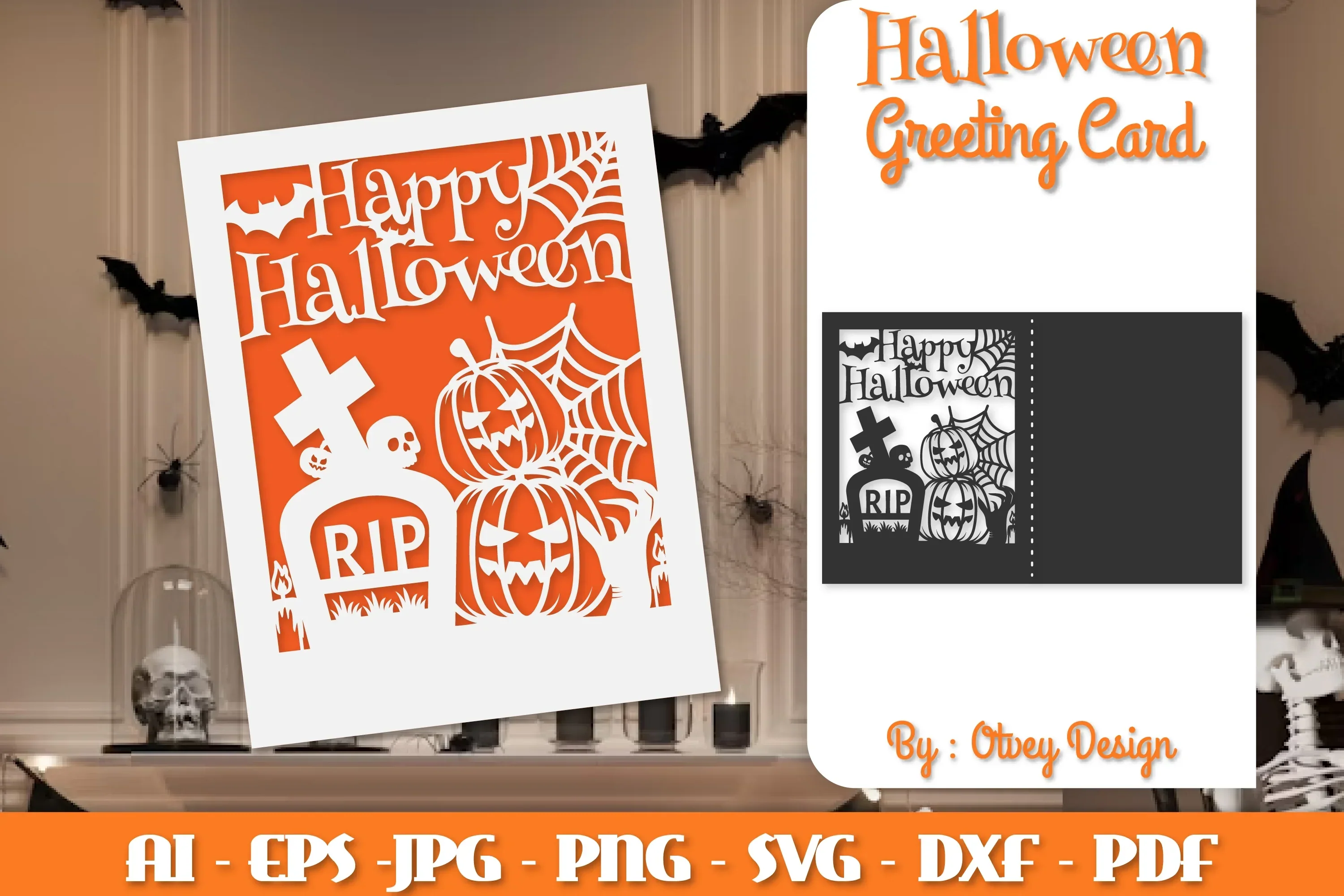 Halloween Scene Greeting Card SVG Bundle