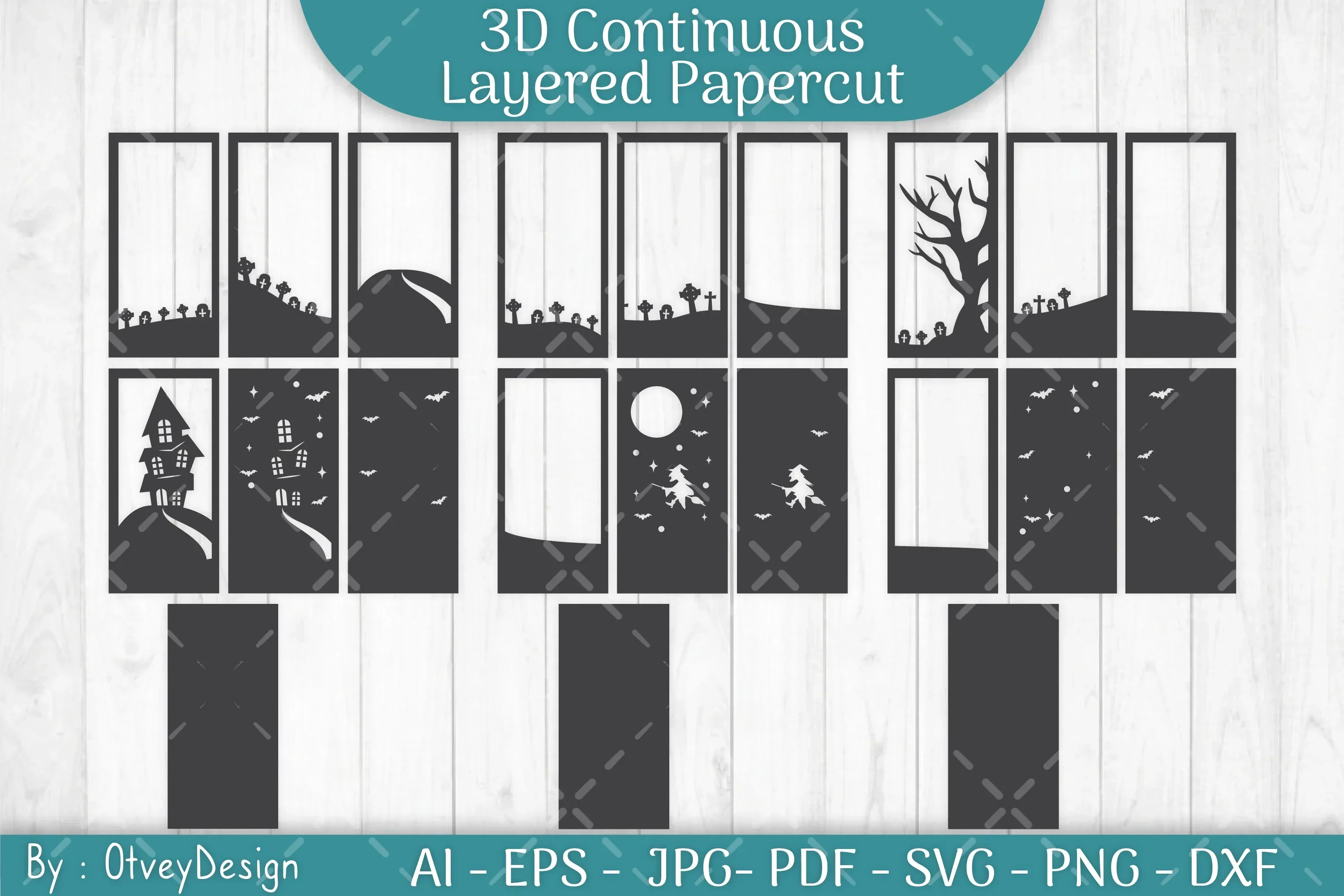 Halloween Scene Layered Papercut SVG Bundle - Image 2