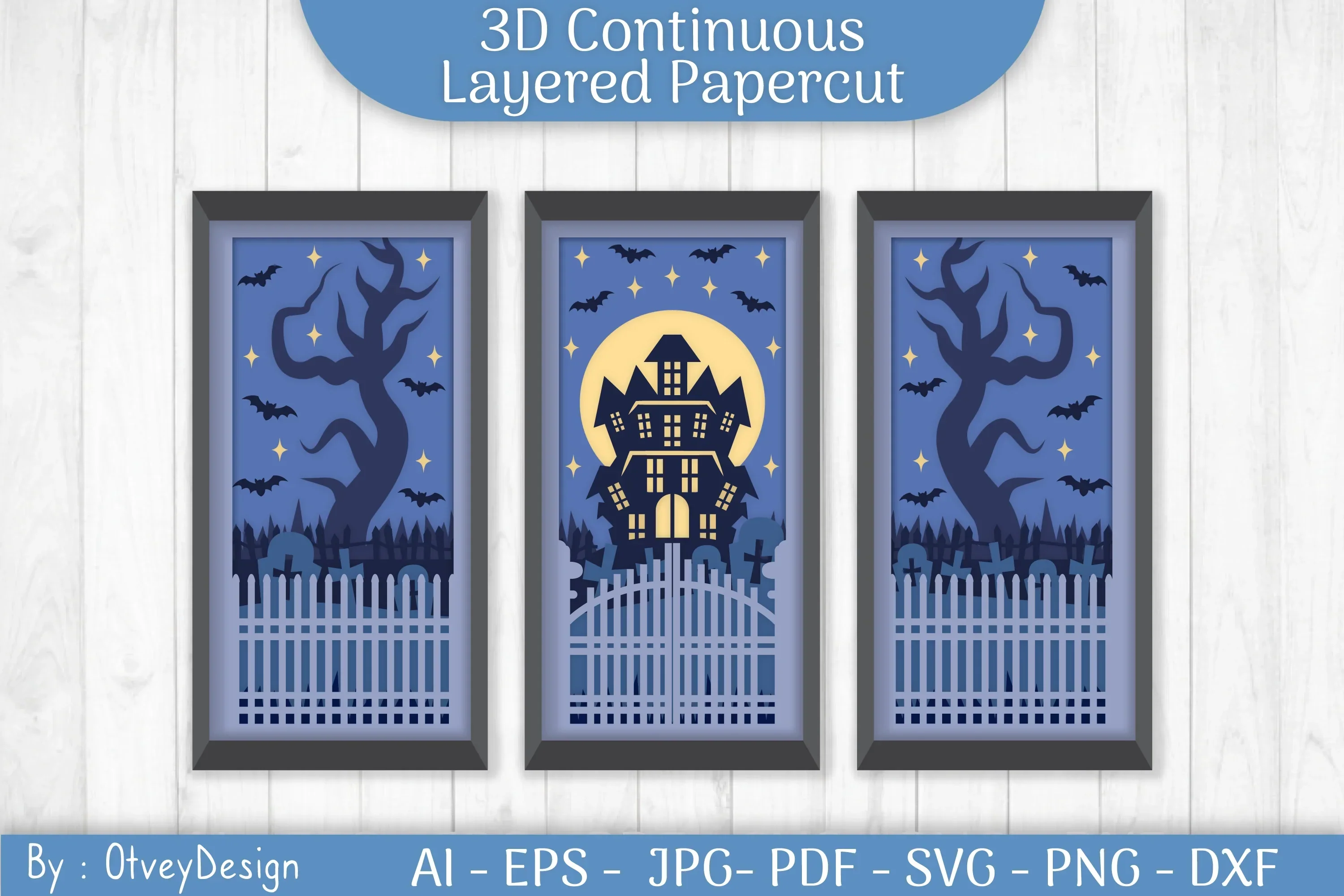 Halloween Scene Layered Papercut SVG Bundle - Image 3