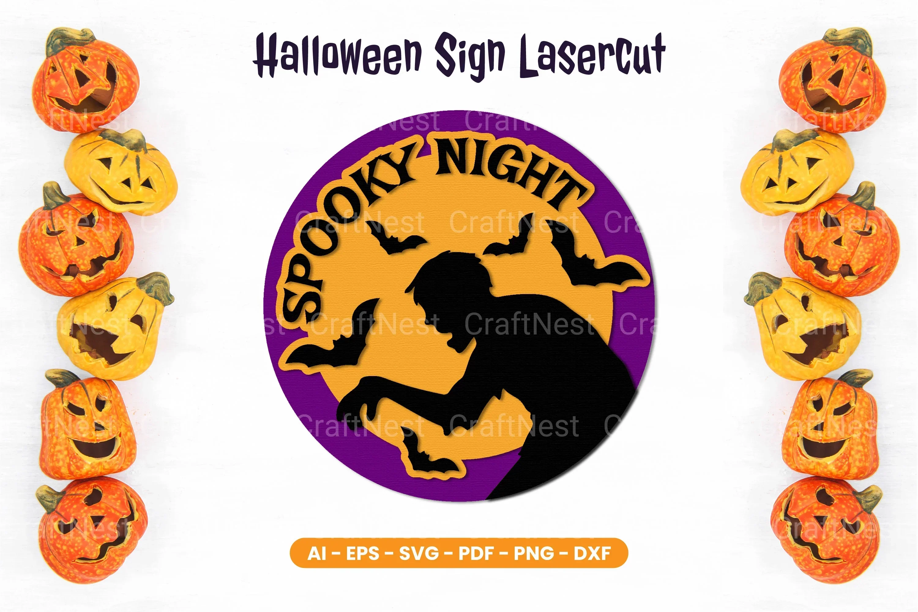 Halloween Sign Lasercut SVG Bundle - Clipart Bundle