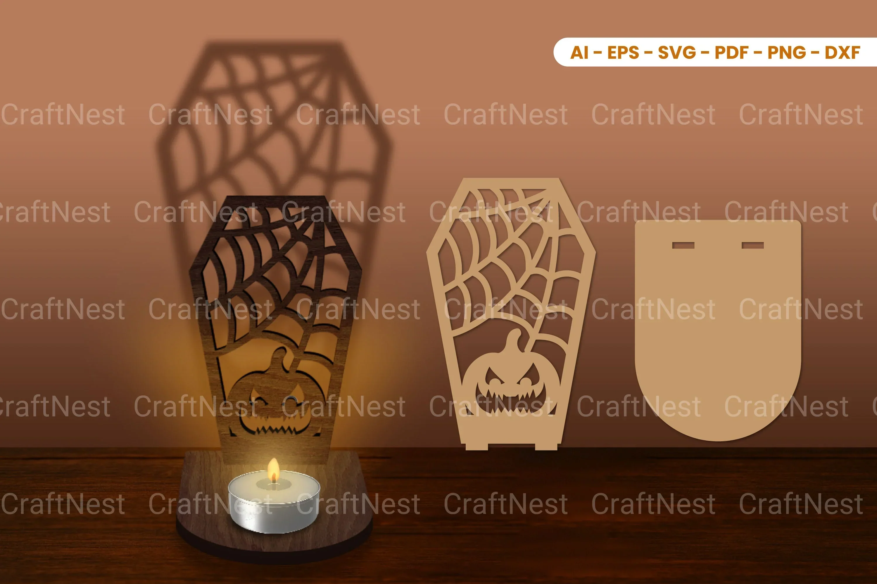 Halloween Tealight Candle Holder Laser Cut SVG Bundle