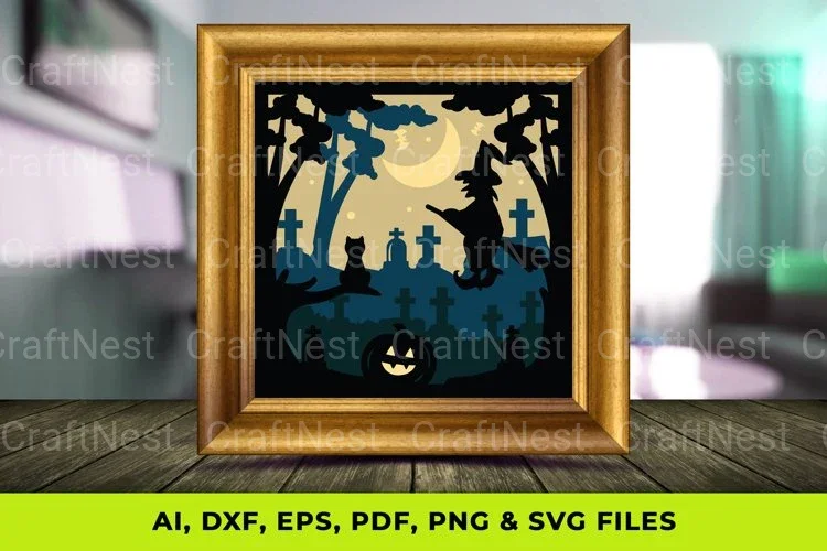 Halloween Witch 3D Shadow Box SVG Bundle