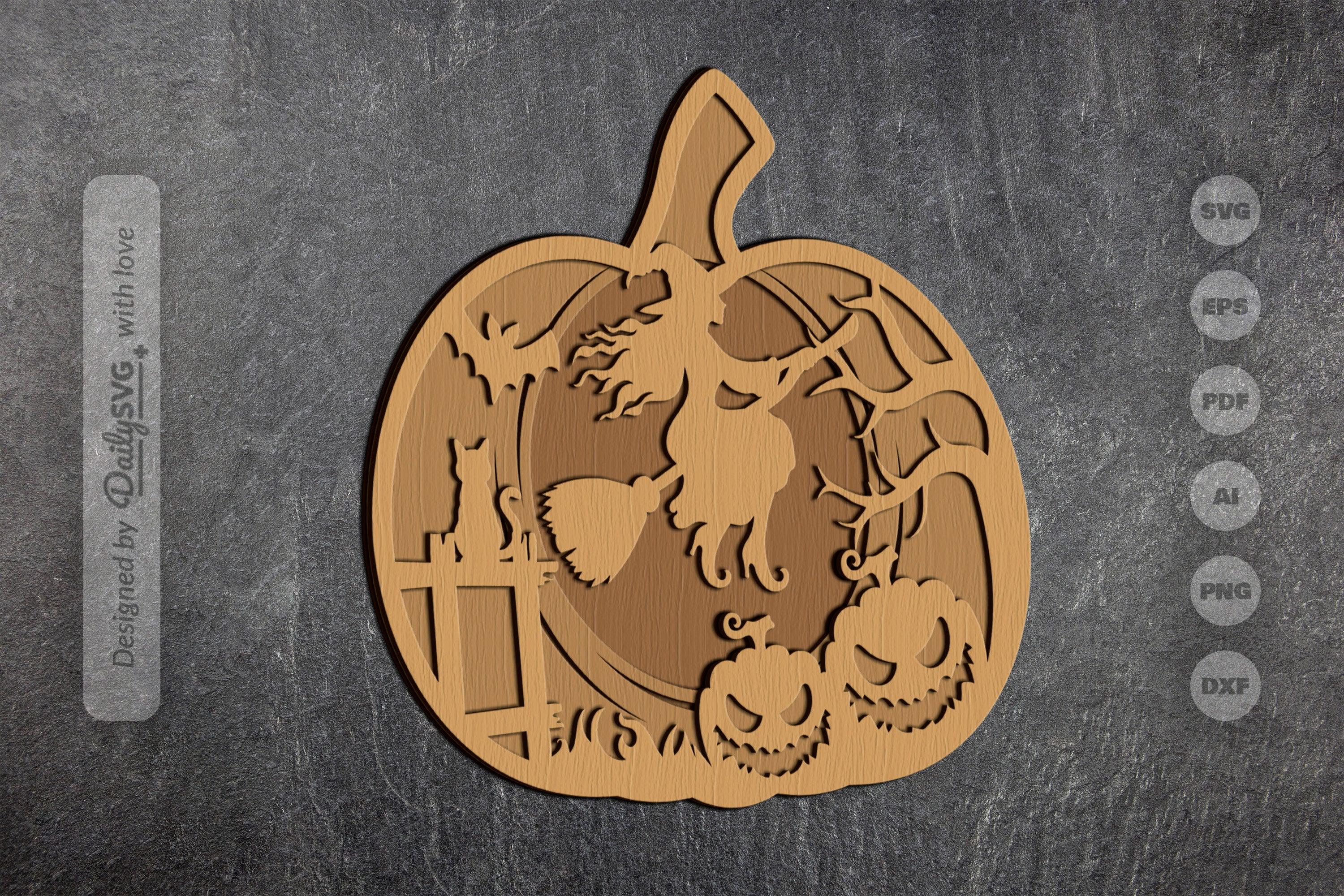Halloween Witch Pumpkin Laser Cut SVG Bundle - Image 3