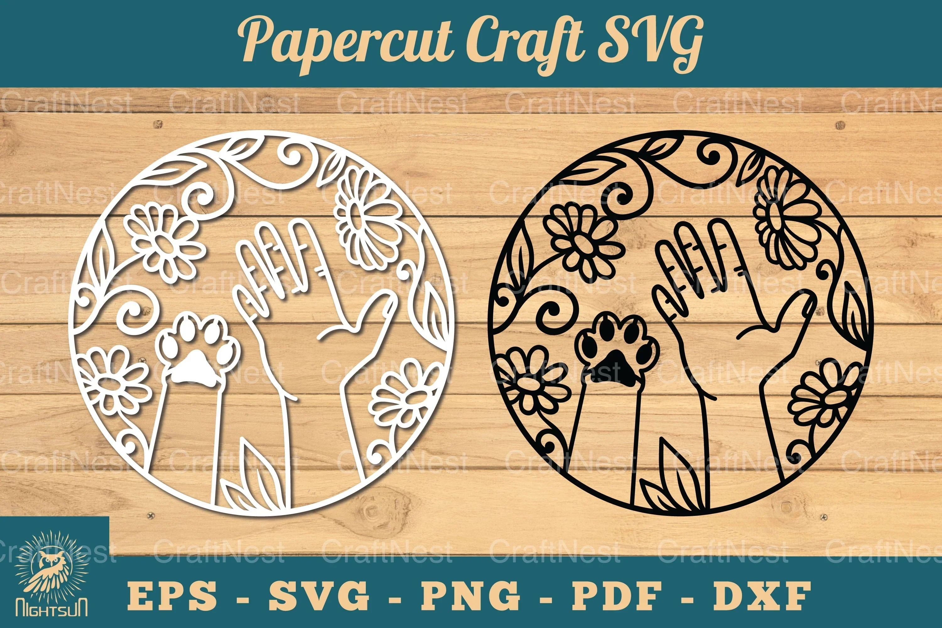 Hand Paw Papercut Clipart Bundle