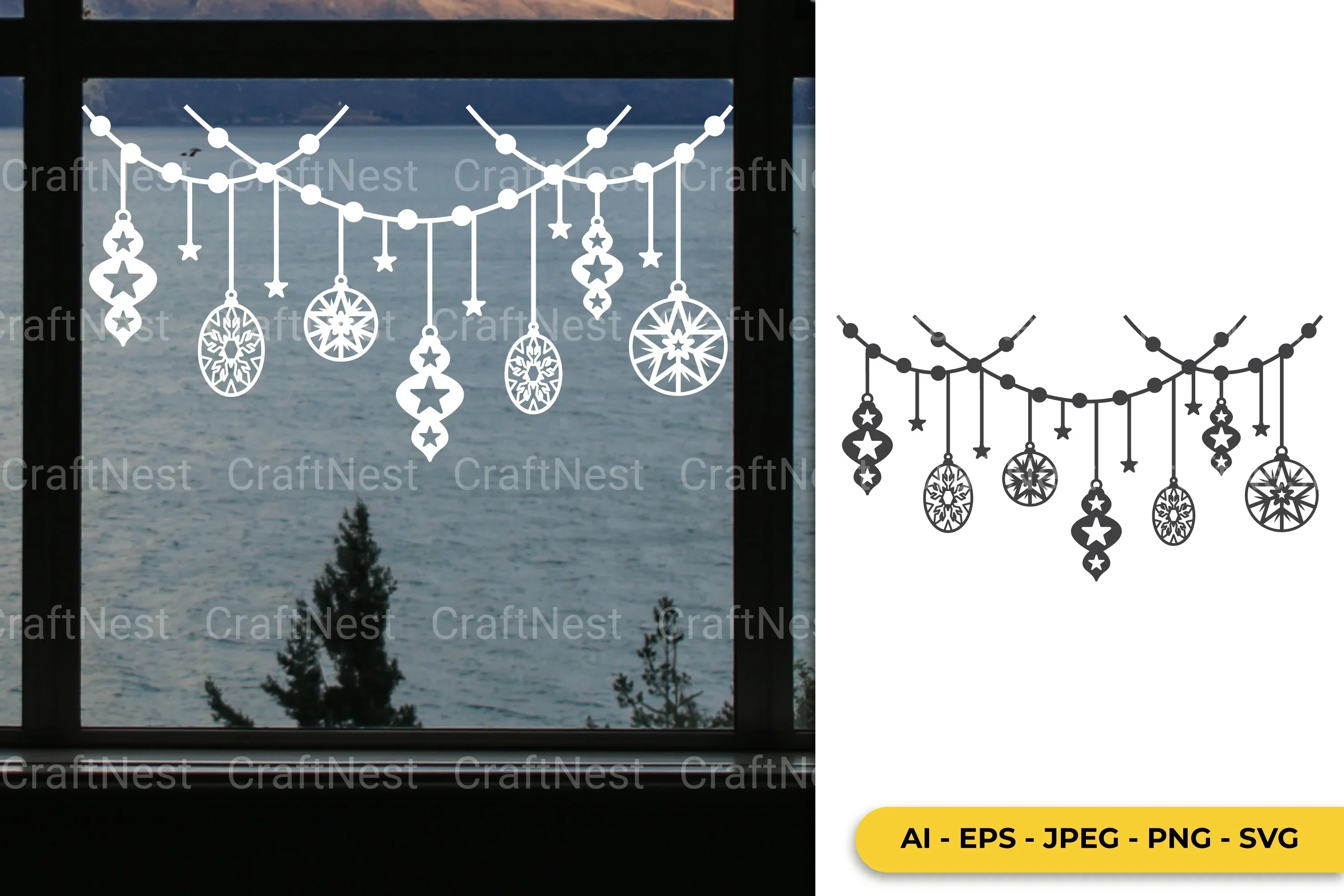 Hanging Bauble Window Decal Clipart Bundle