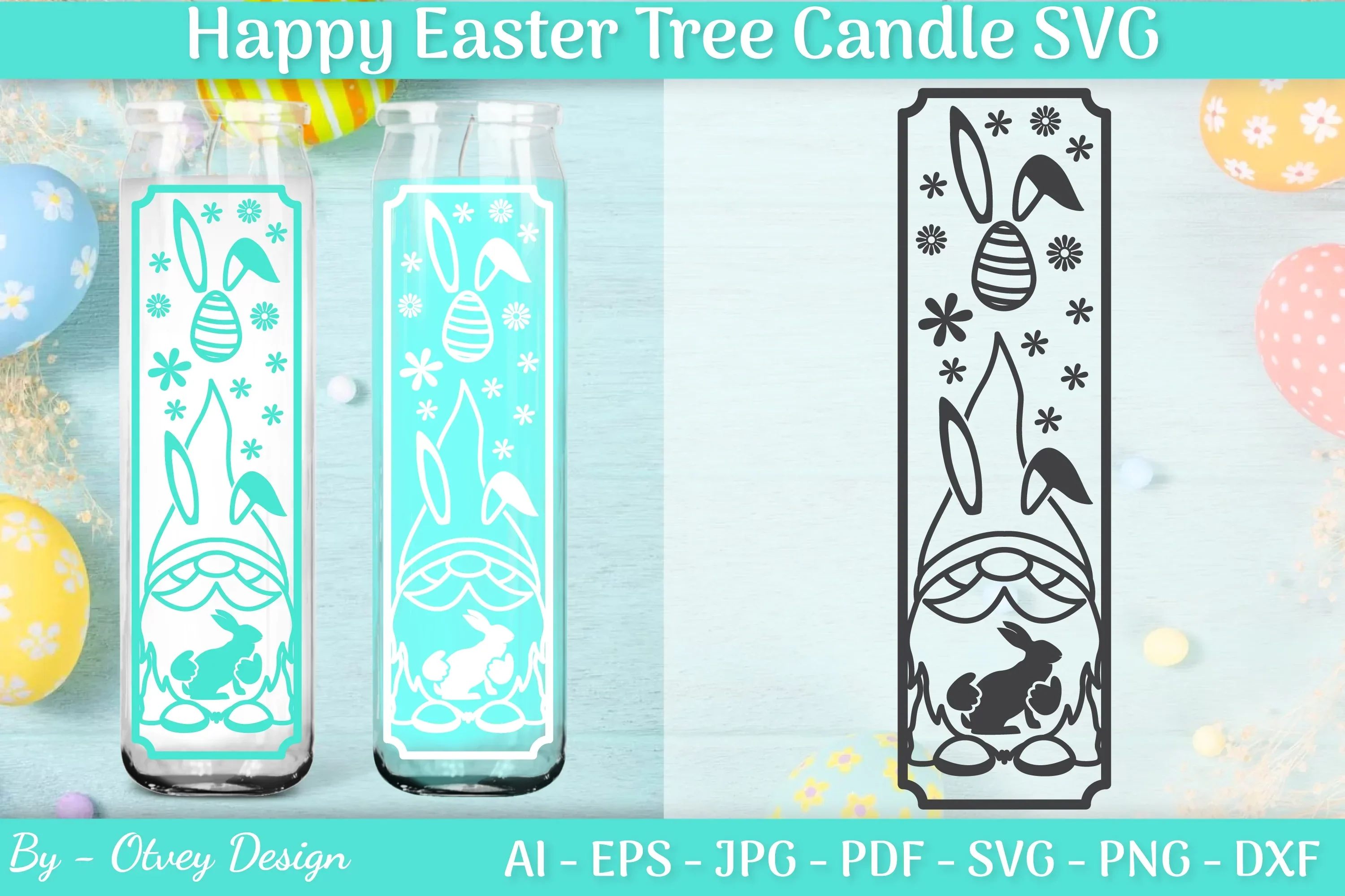 Happy Easter Candle Tree SVG Bundle