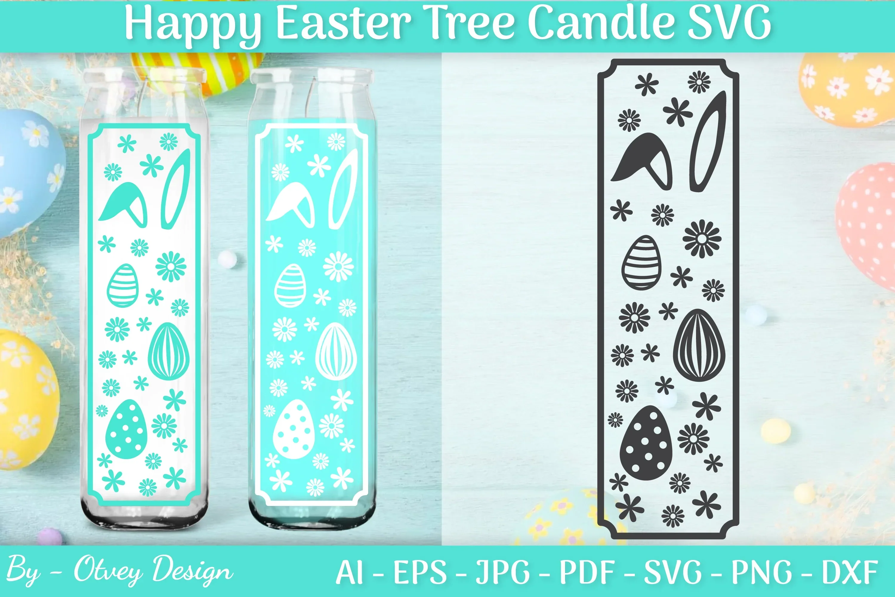 Happy Easter Candle Tree SVG Bundle