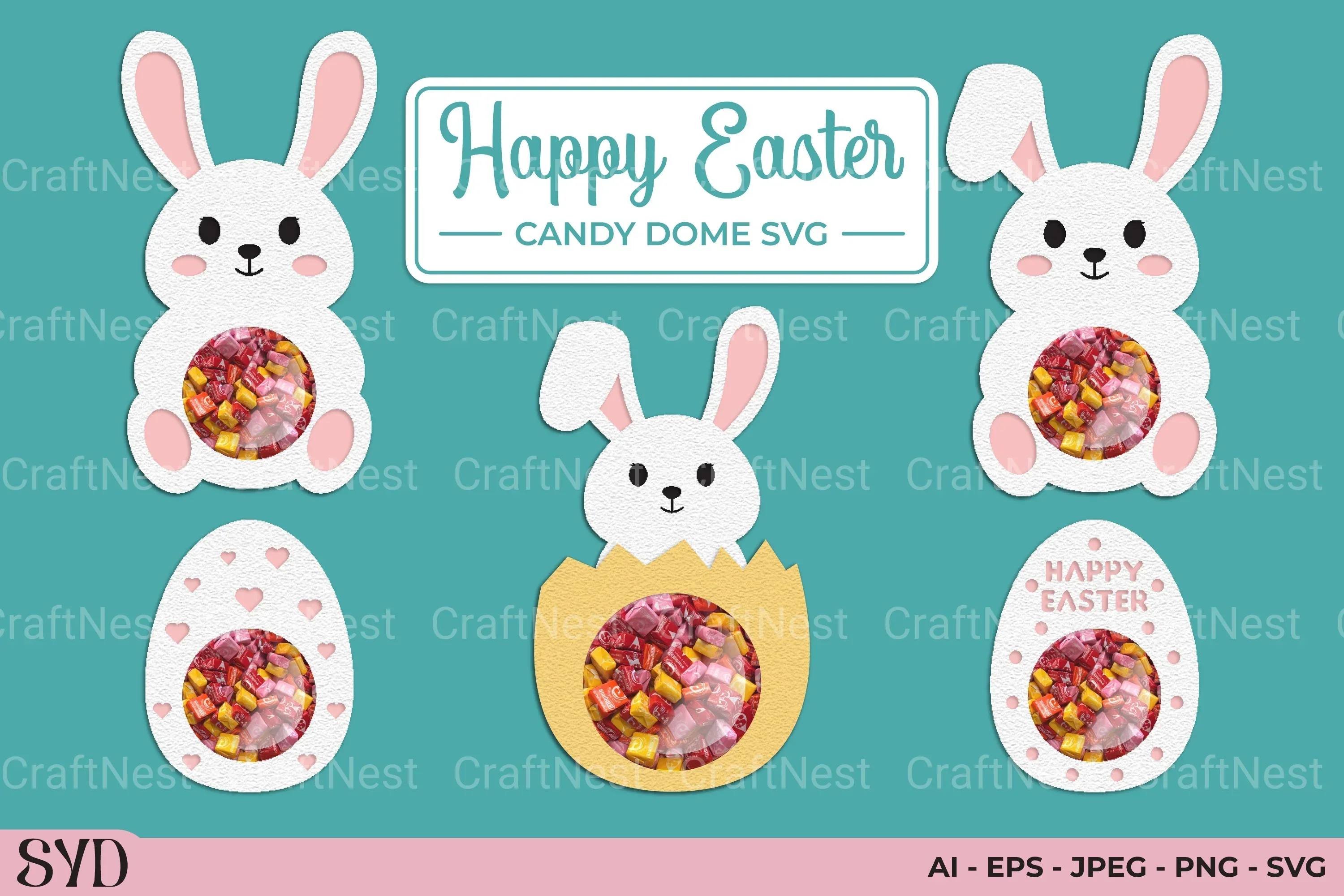 Happy Easter Candy Dome SVG Bundle