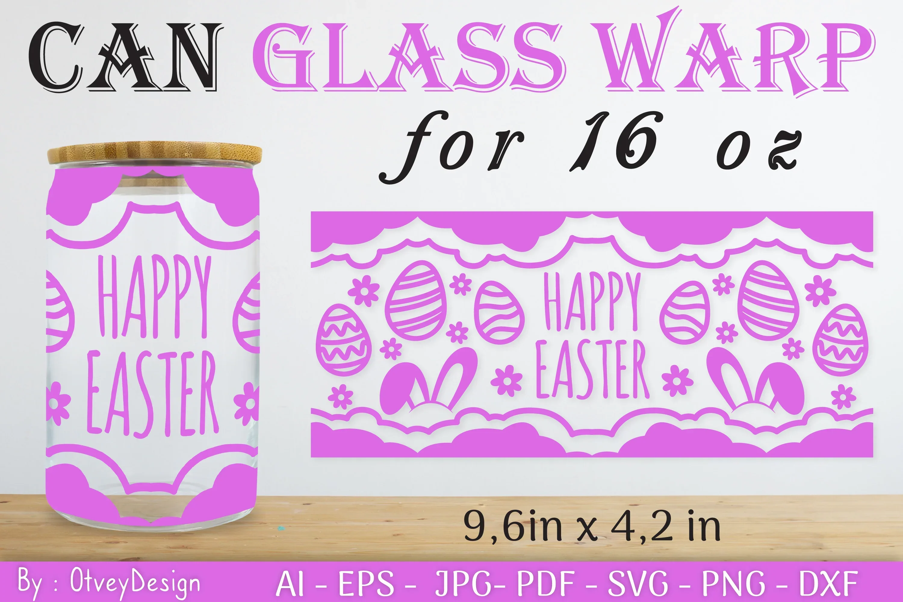 Happy Easter Day 16oz Can Glass Wrap SVG Bundle