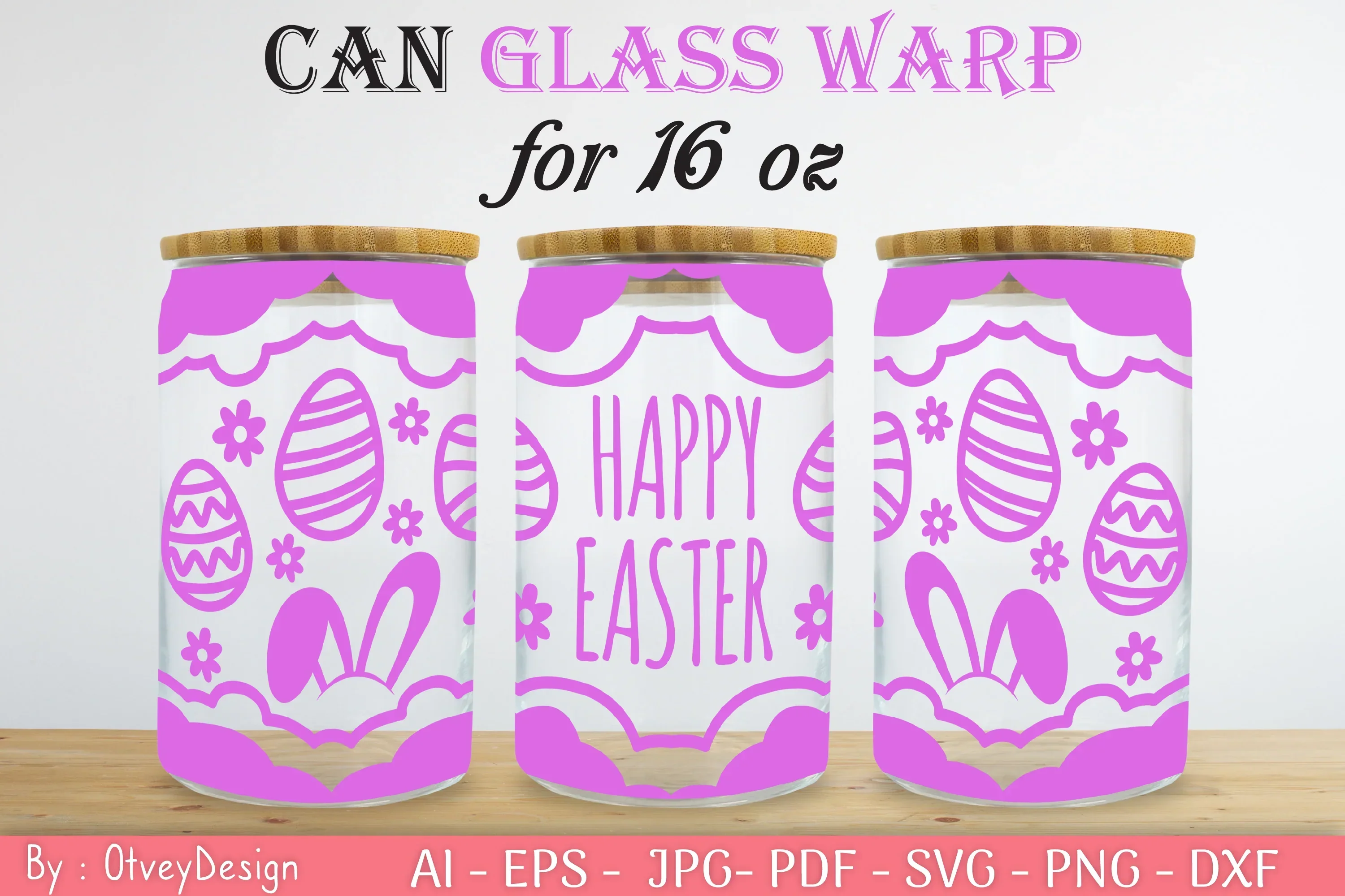 Happy Easter Day 16oz Can Glass Wrap SVG Bundle - Image 2