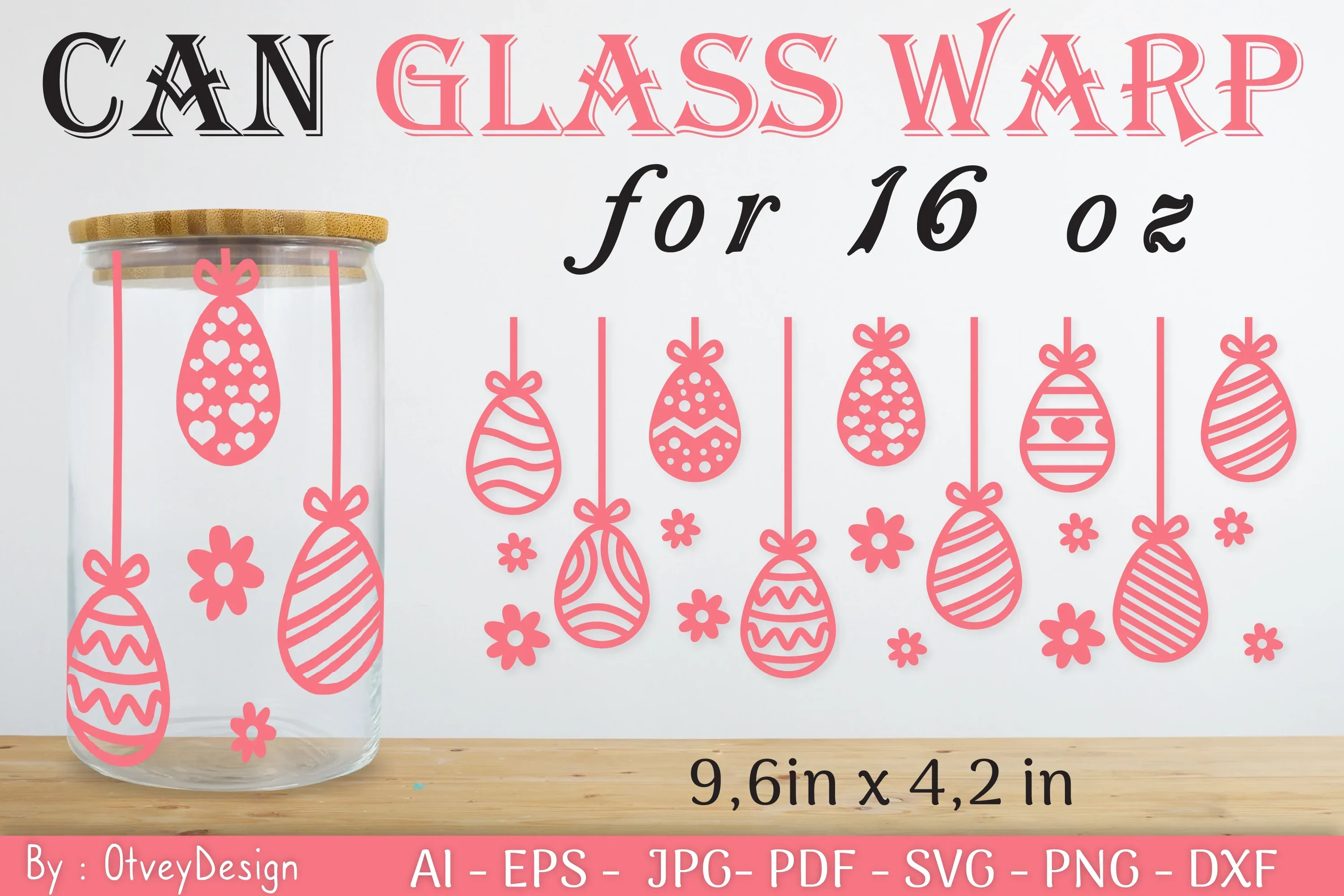 Happy Easter Day 16oz Can Glass Wrap SVG Bundle
