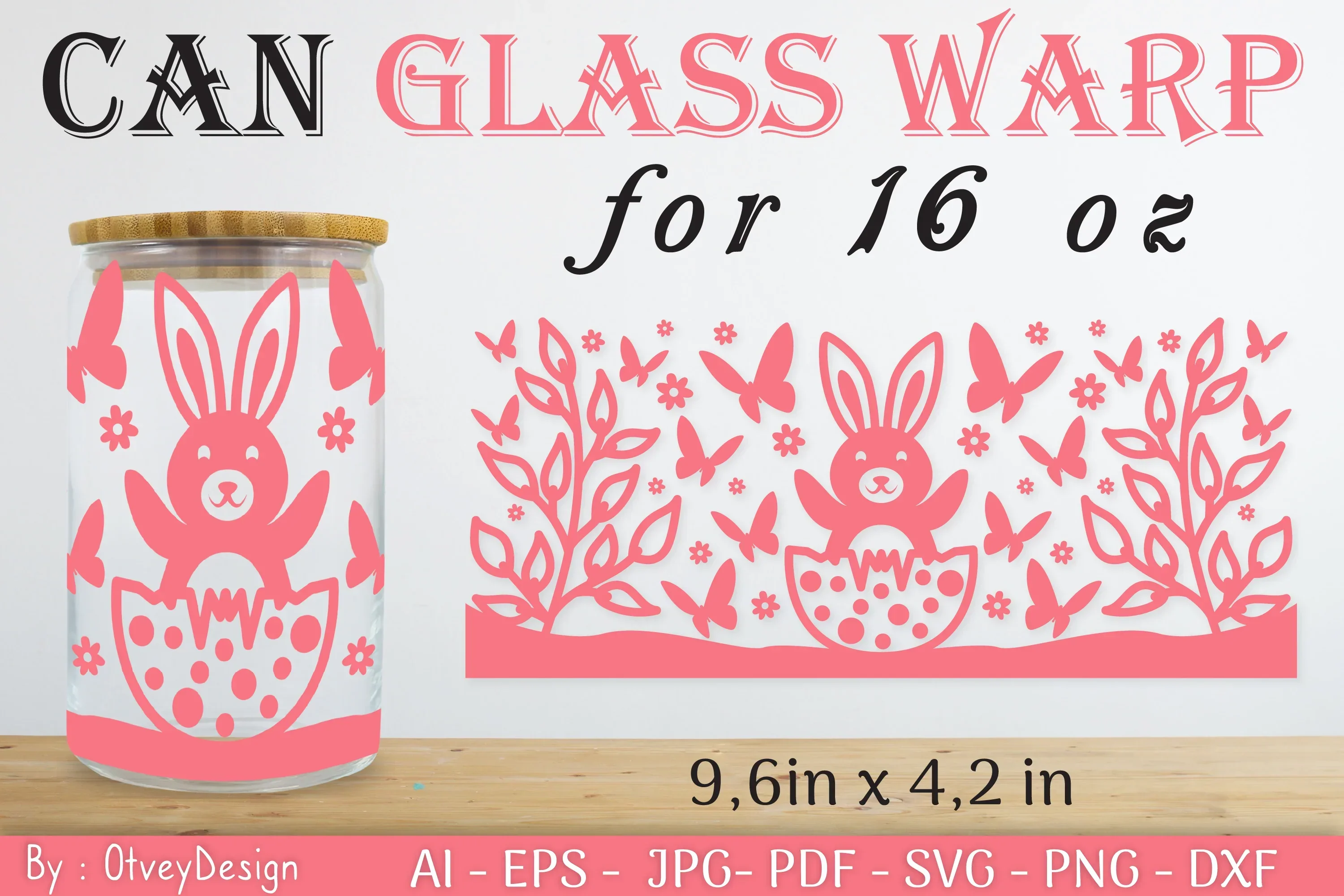 Happy Easter Day 16oz Can Glass Wrap SVG Bundle