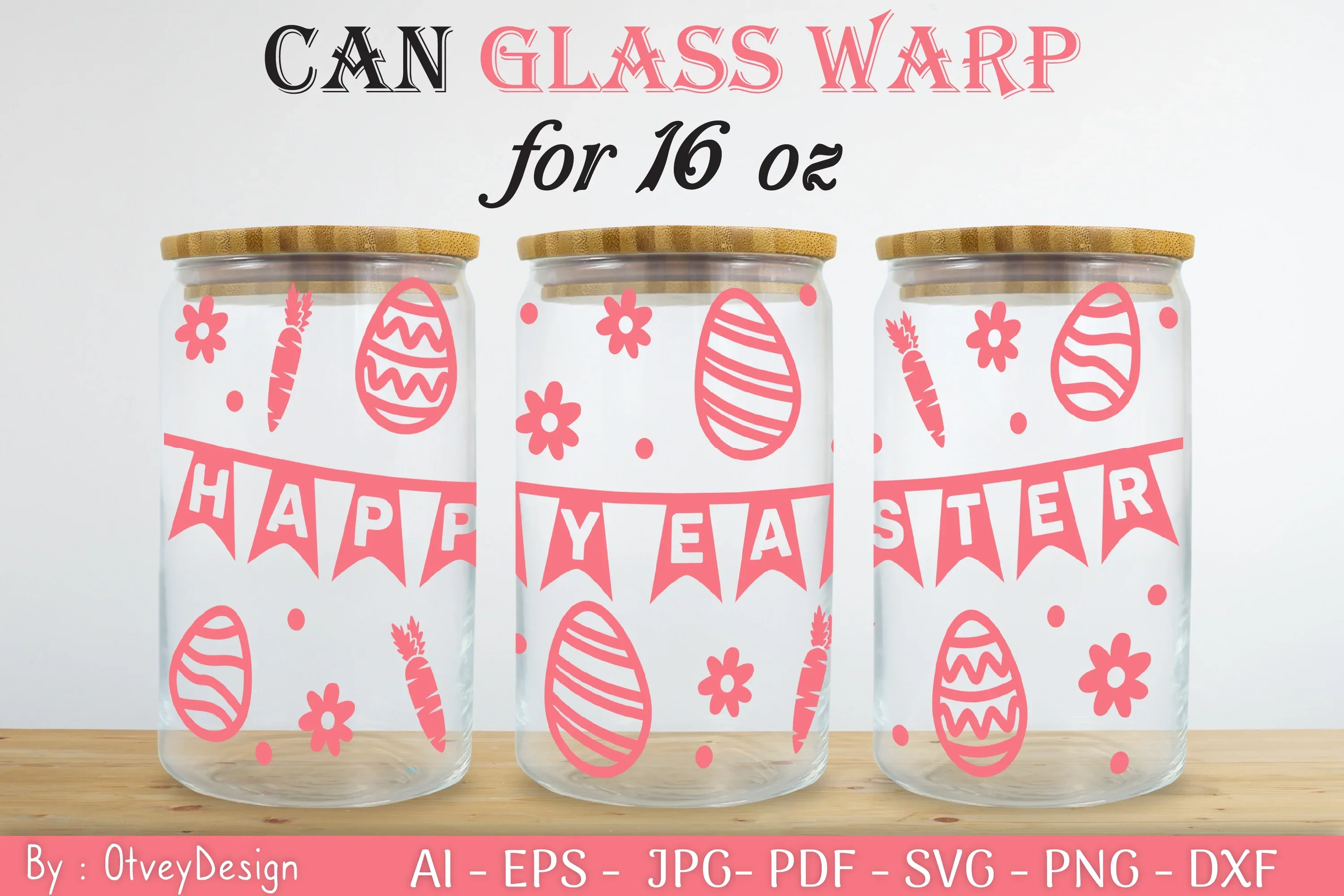 Happy Easter Day 16oz Can Glass Wrap SVG Bundle - Image 2