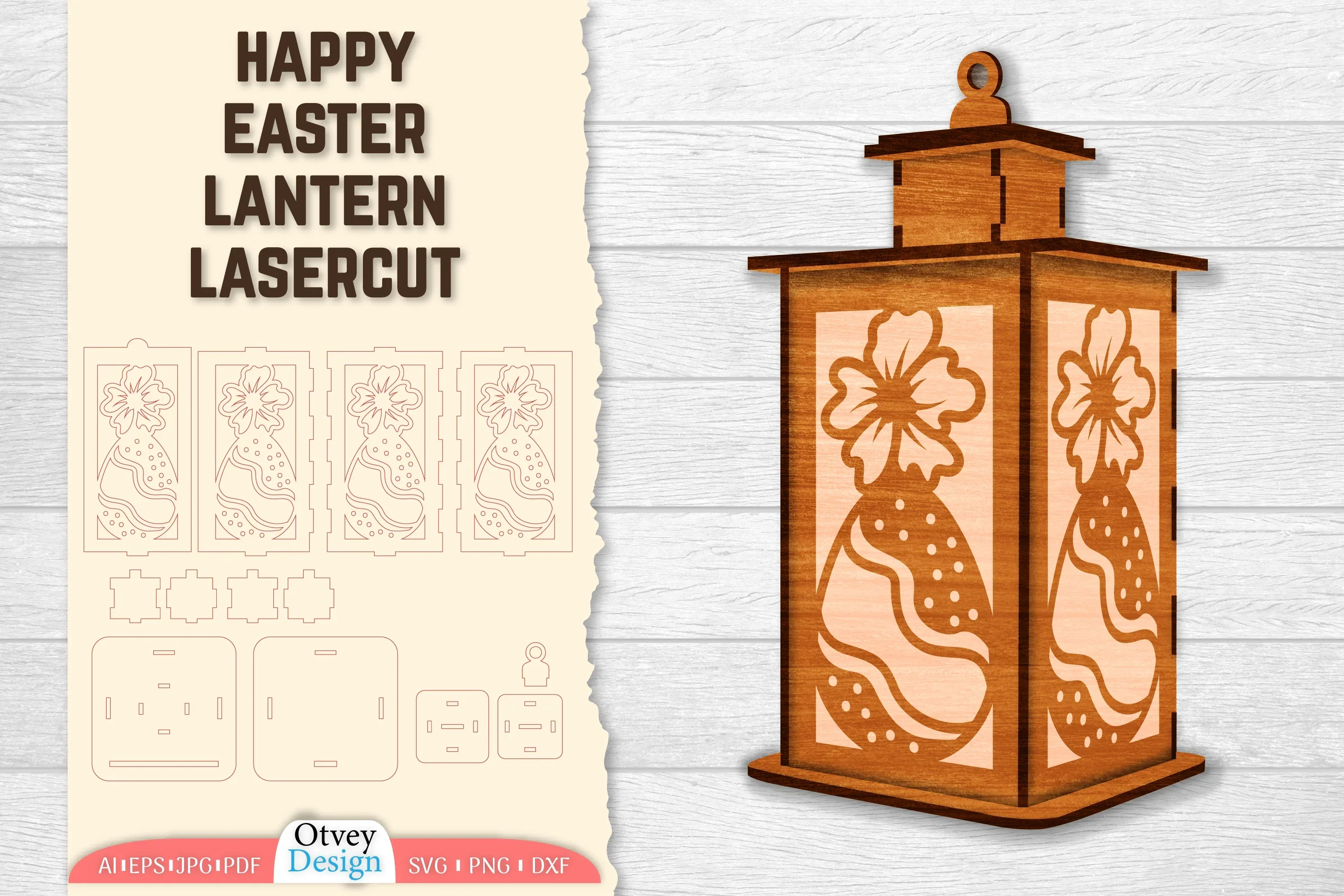 Happy Easter Lantern Lasercut SVG Bundle
