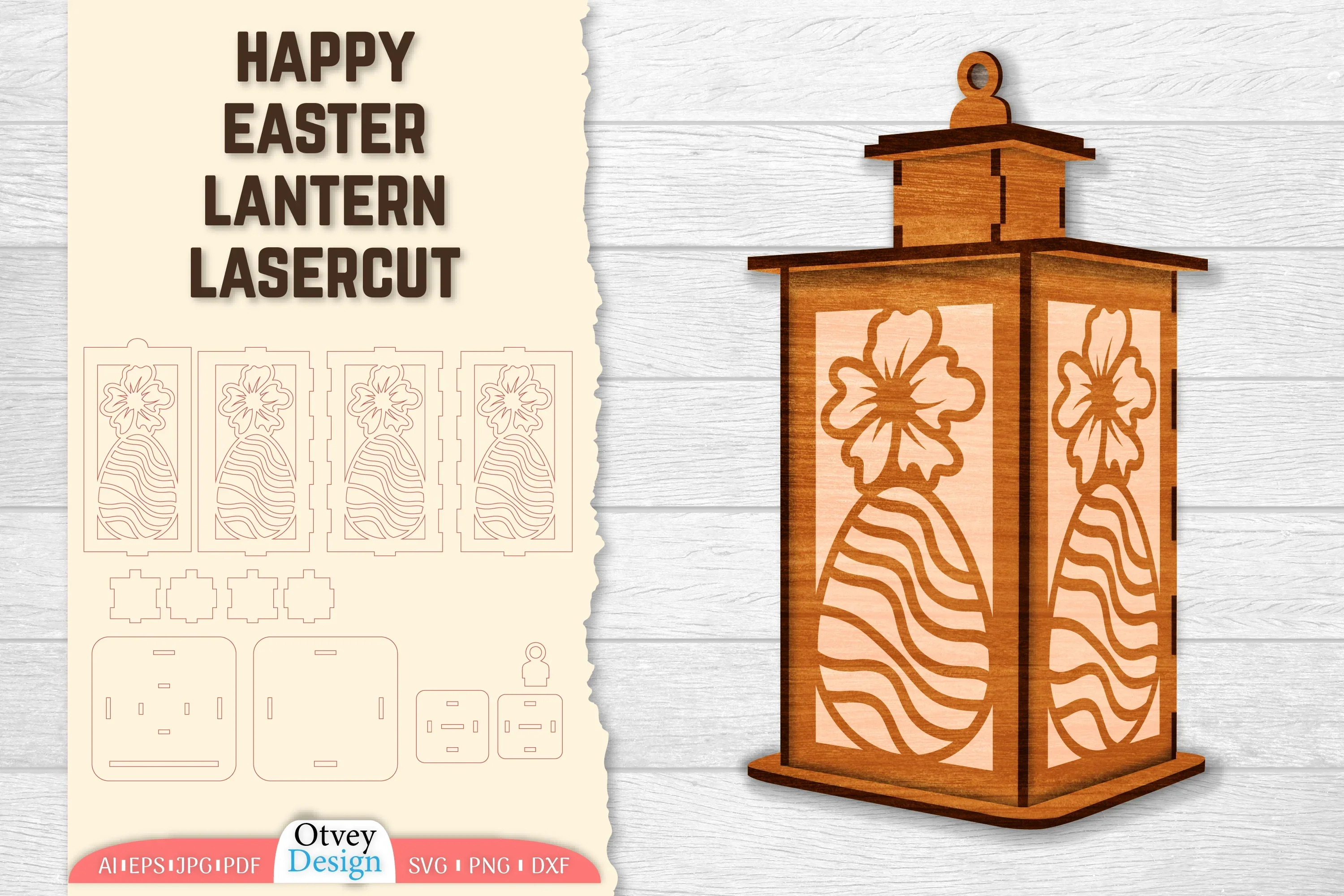 Happy Easter Lantern Lasercut SVG Bundle