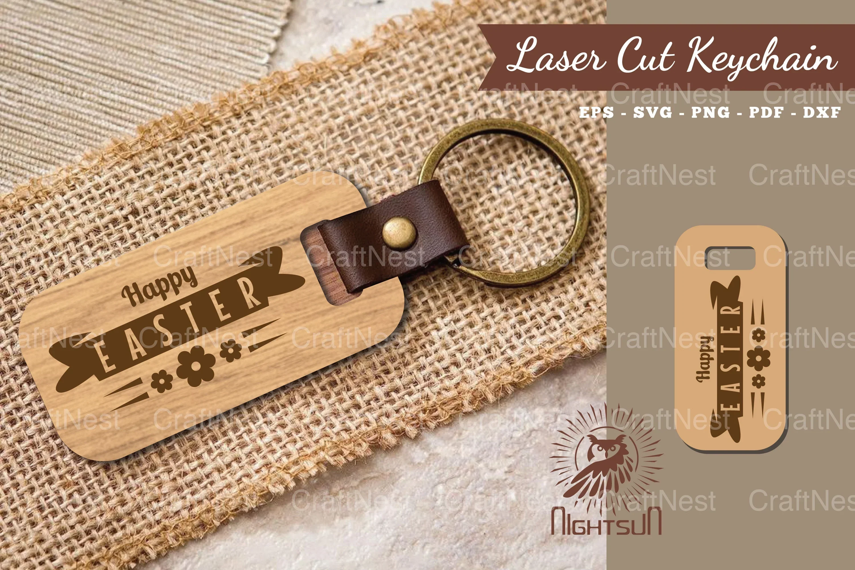 Happy Easter Laser Cut Keychain Design Bundle