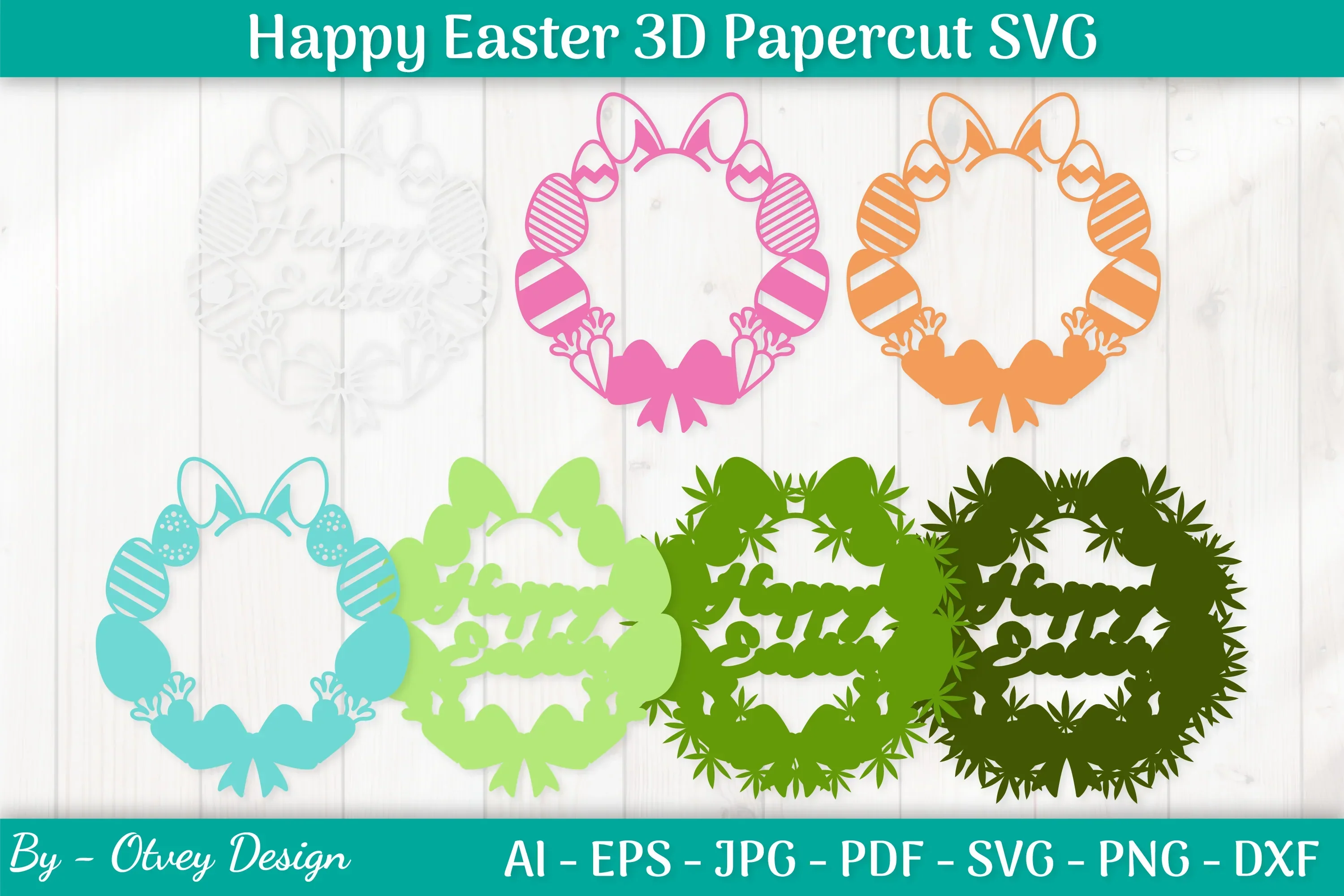 Happy Easter Papercut SVG Bundle - Image 2