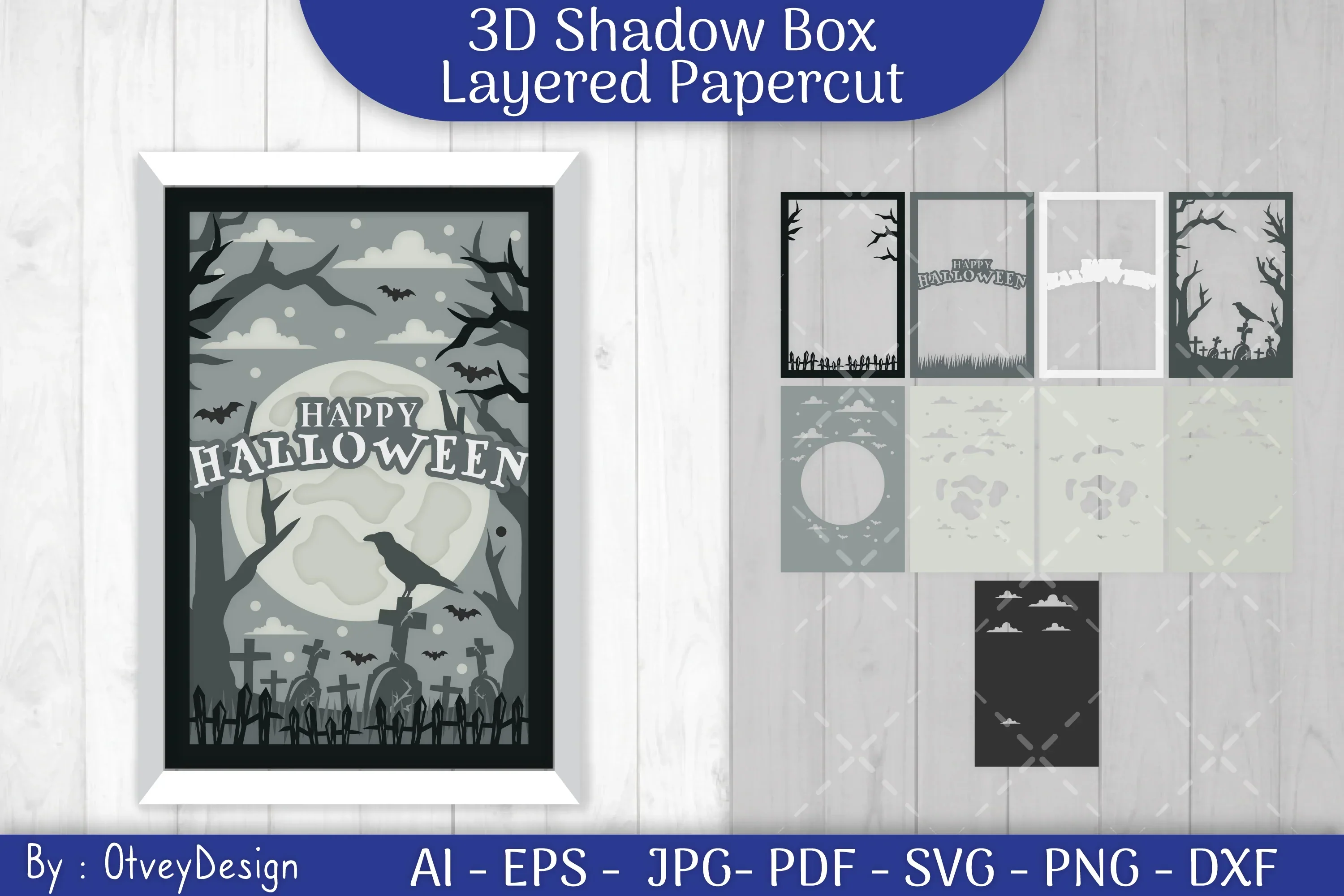 Happy Halloween 3D Shadowbox Layered Papercut SVG Bundle - Image 2