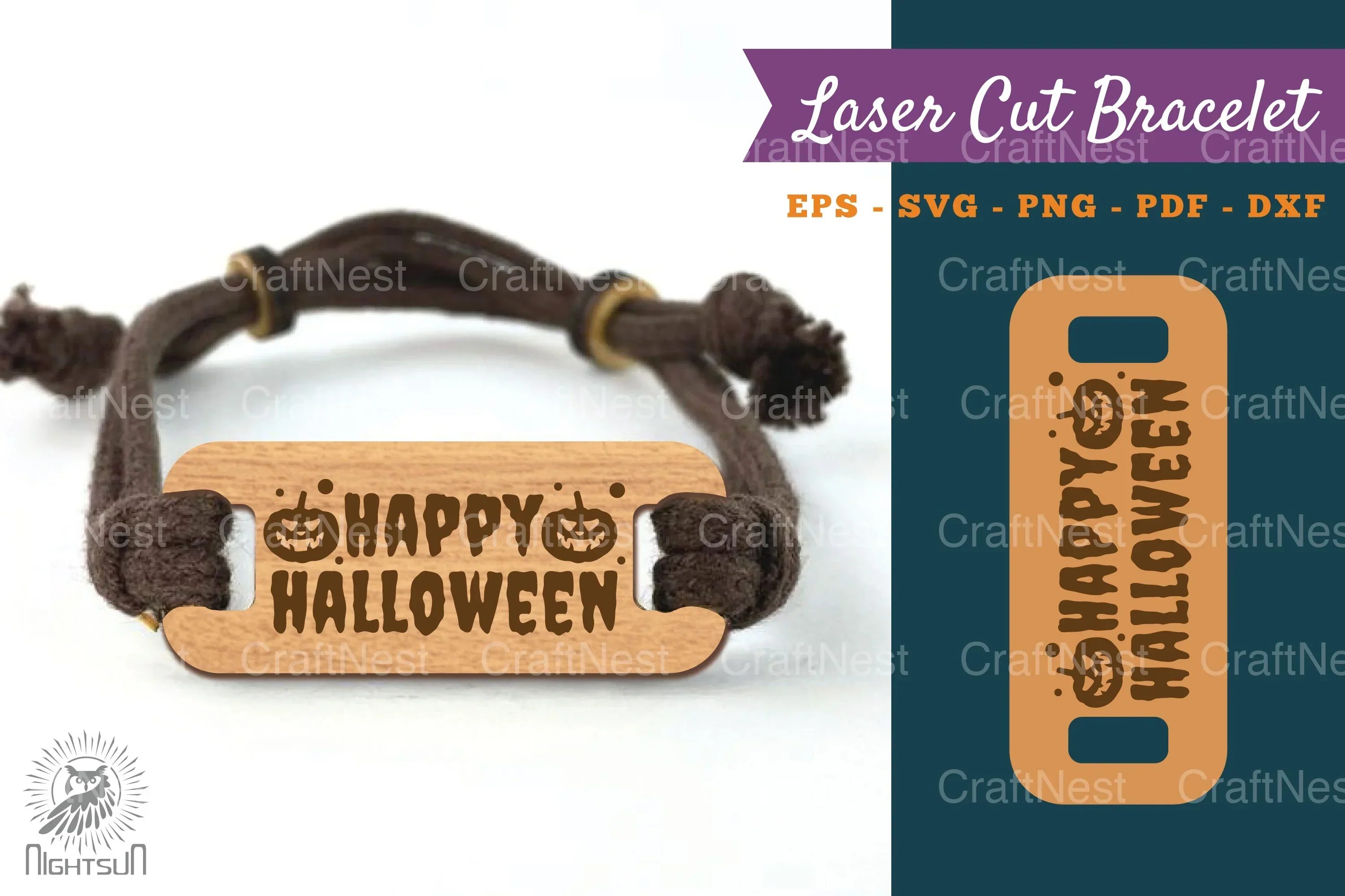 Happy Halloween Laser Cut Bracelet SVG Bundle