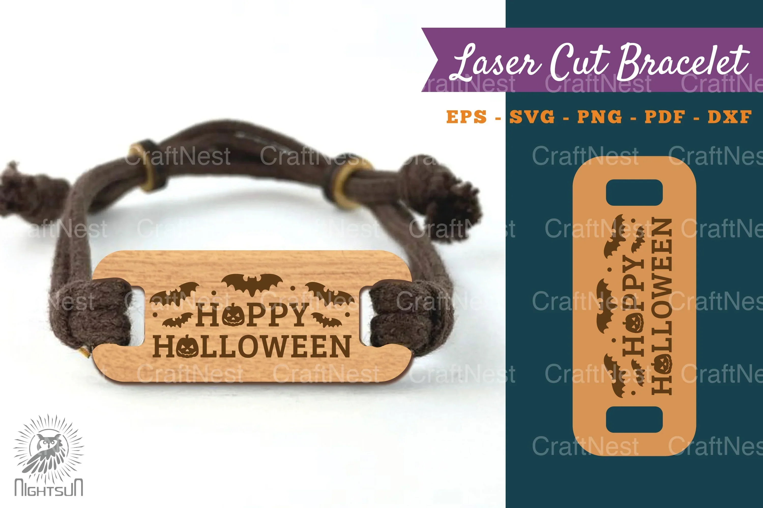 Happy Halloween Laser Cut Bracelet SVG Bundle