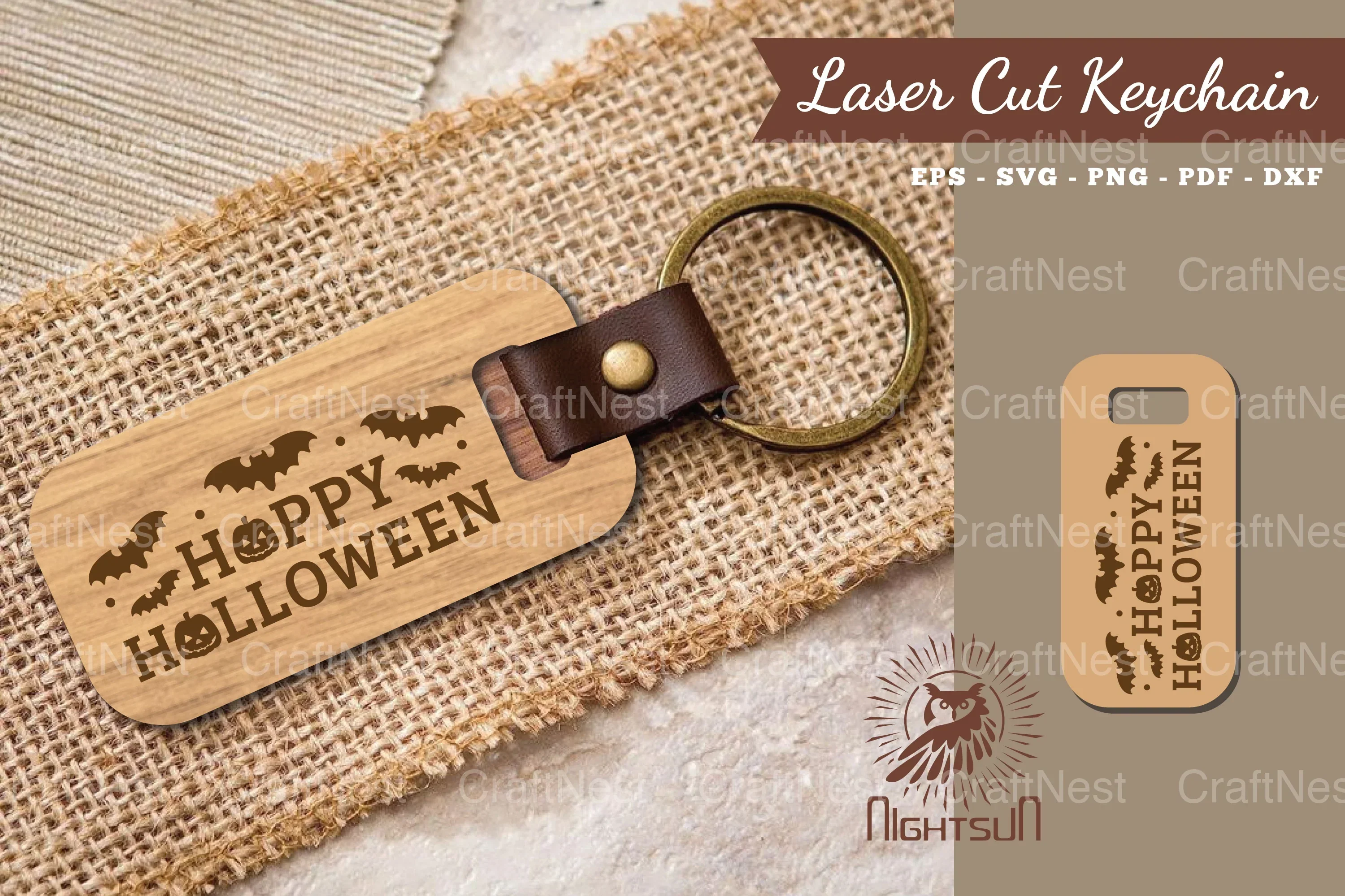 Happy Halloween Laser Cut Keychain Design