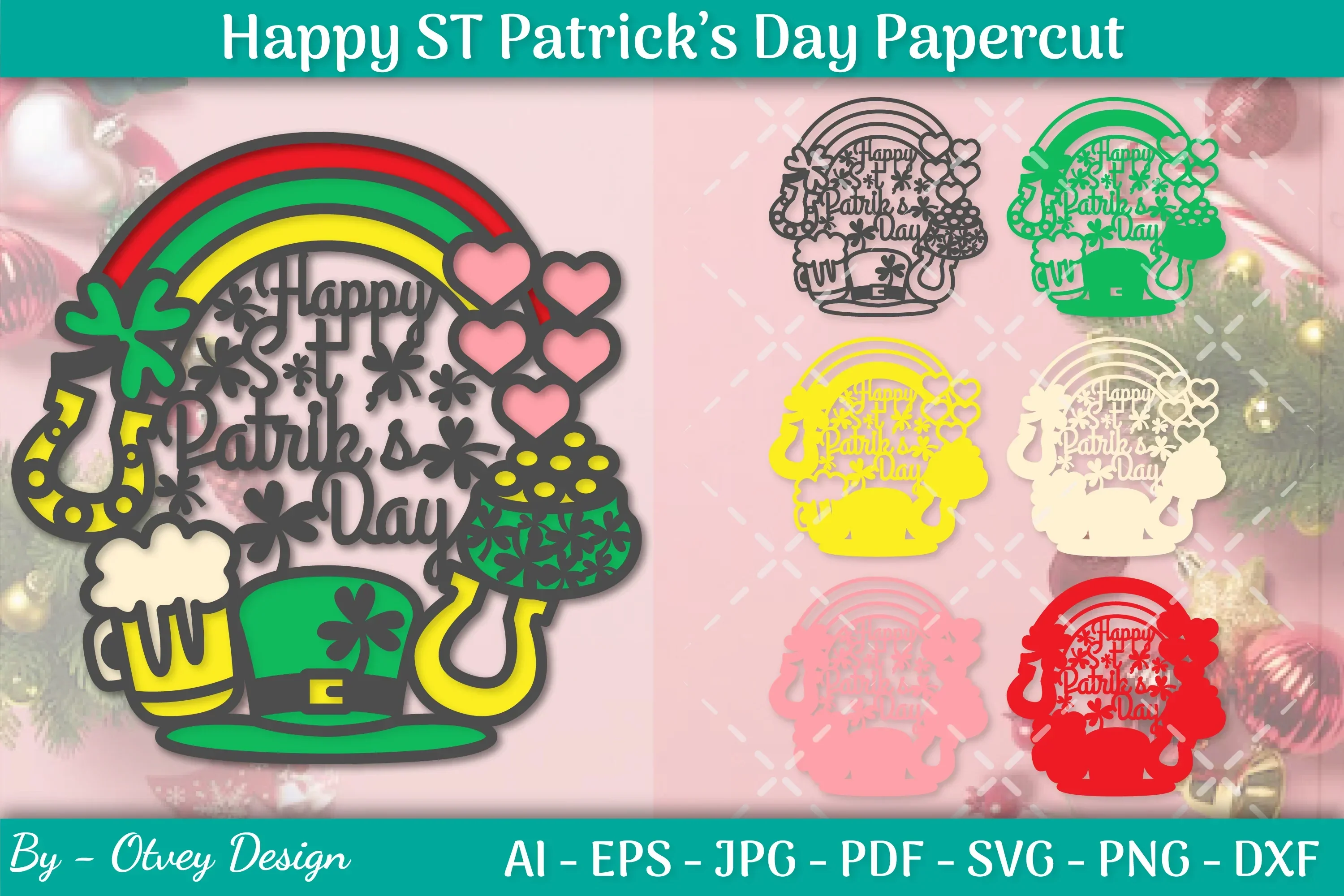 Happy St Patrick's Day Layered Papercut SVG Bundle