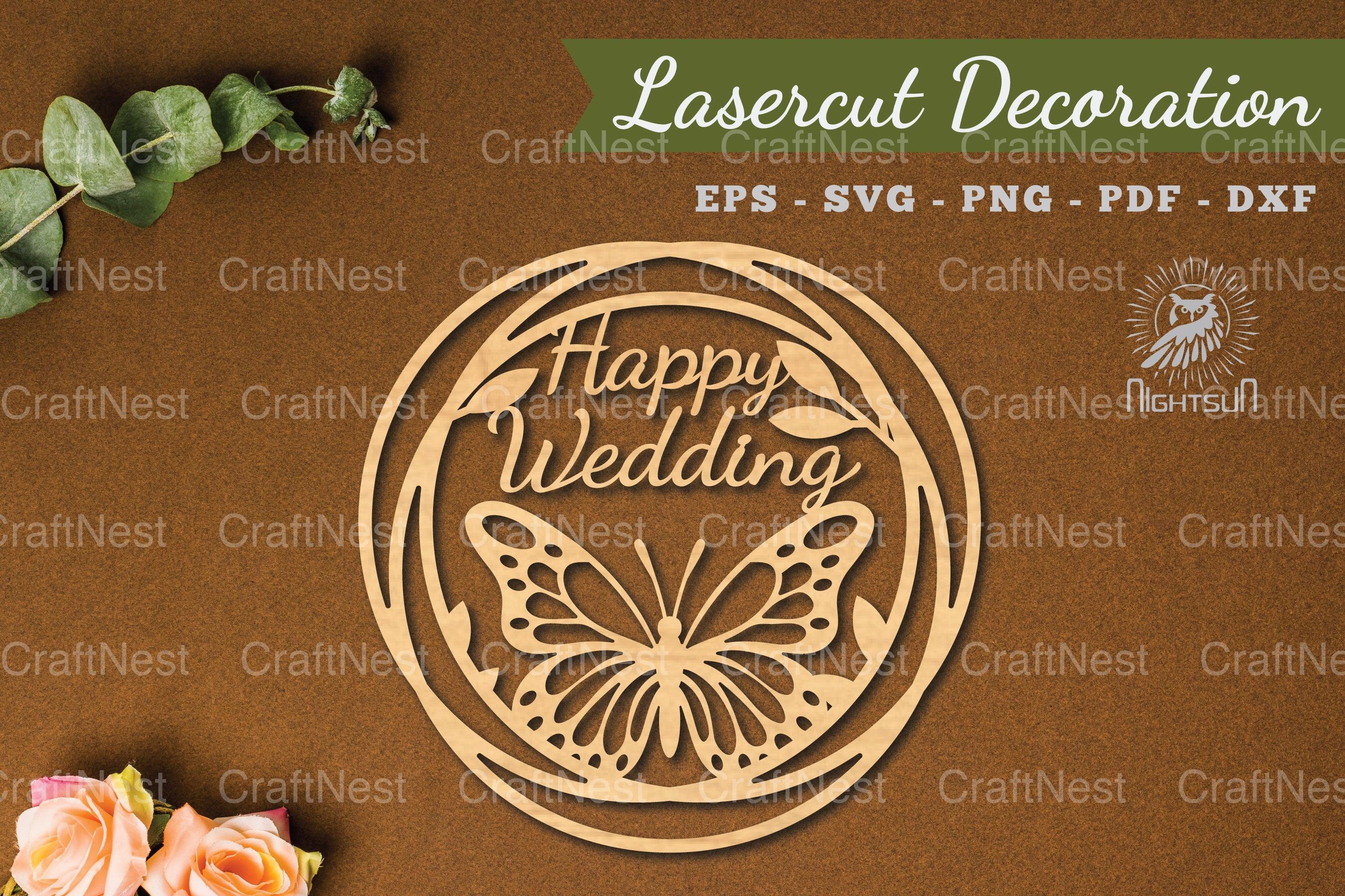 Happy Wedding Laser Cut Decoration Clipart Bundle