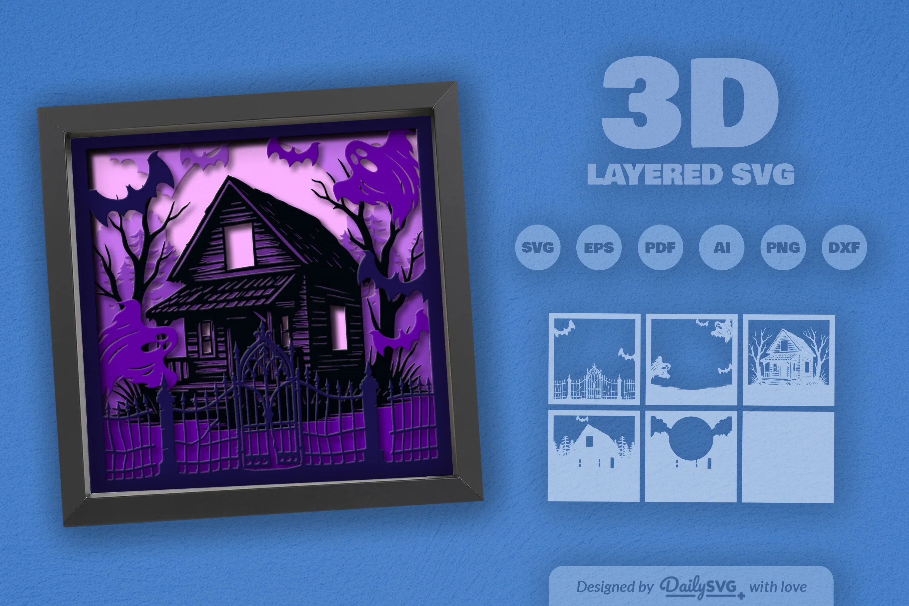 Haunted Cabin 3D Papercut SVG Bundle - Image 2