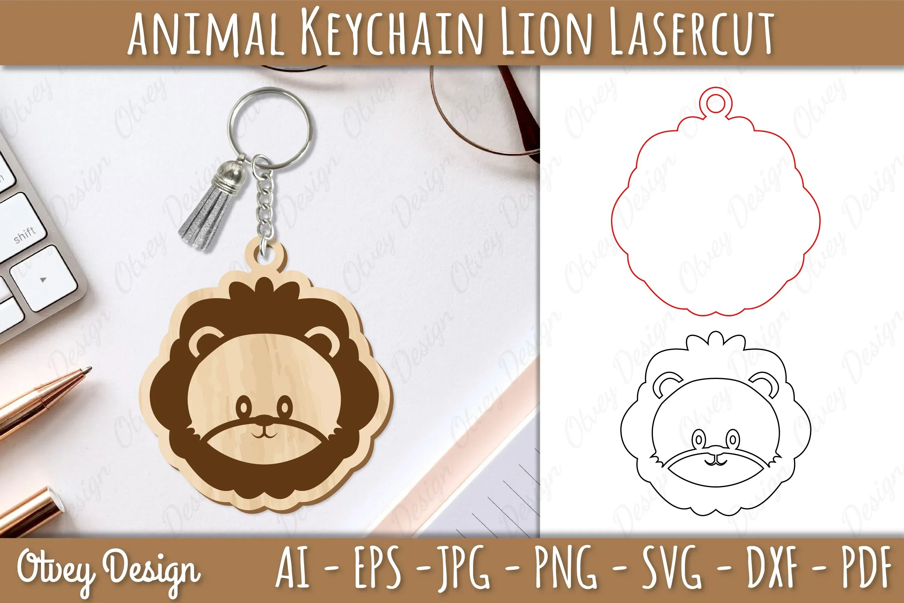 Head Animals Keychain SVG Bundle