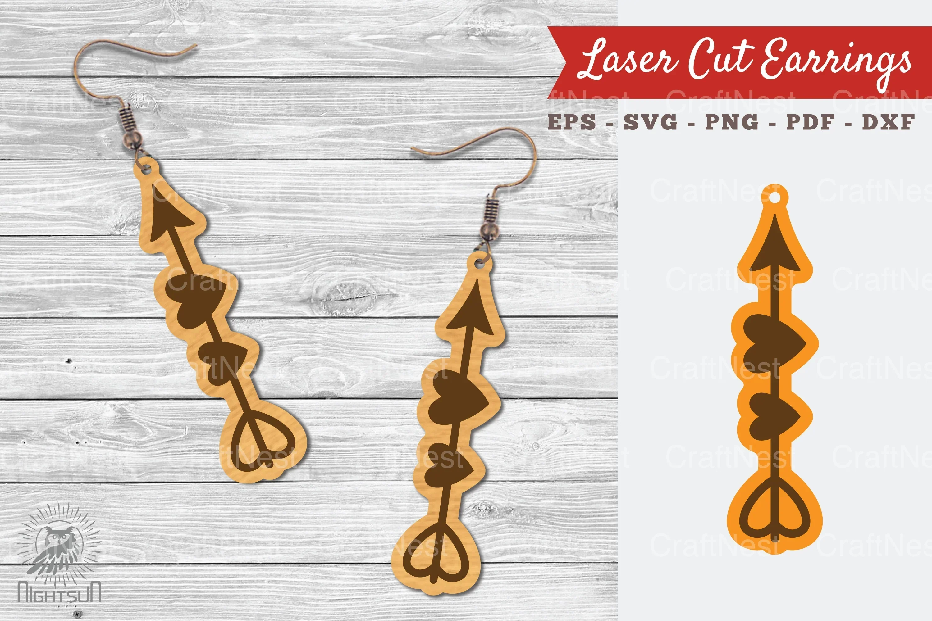 Heart Arrow Laser Cut Earrings Clipart Bundle