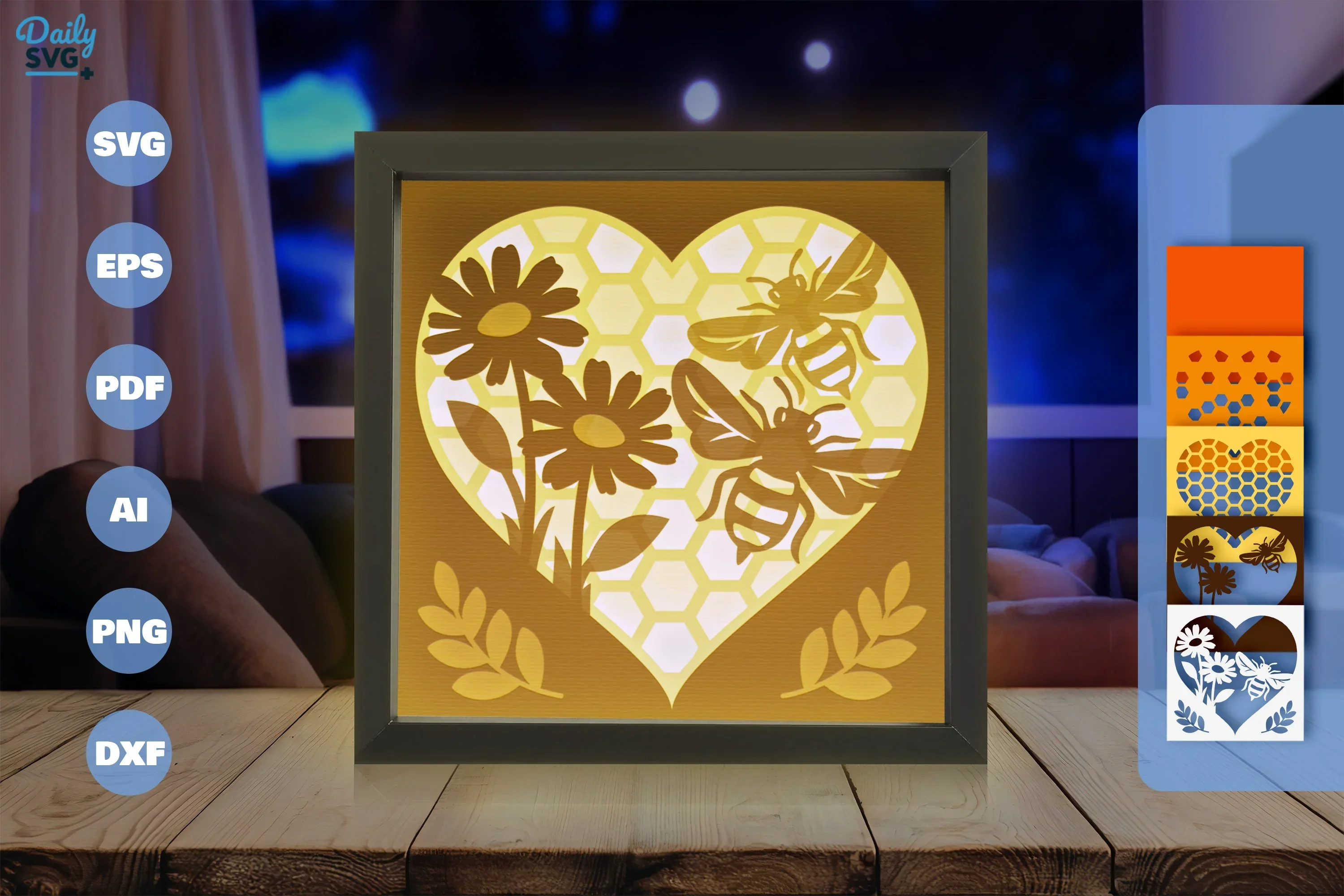 Heart Bee Hive Papercut SVG Bundle - Image 3
