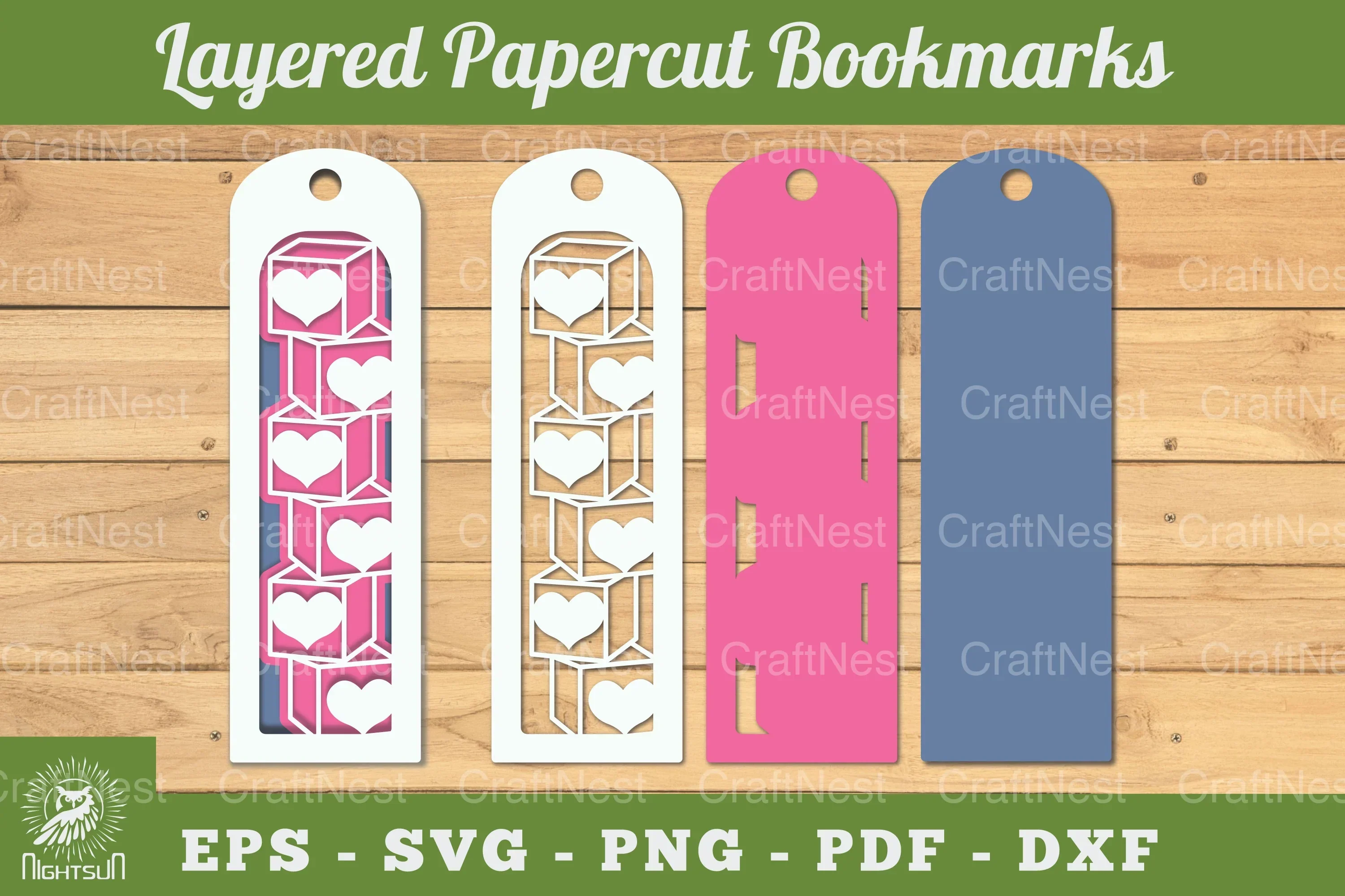 Heart Box Papercut Bookmark Clipart Bundle