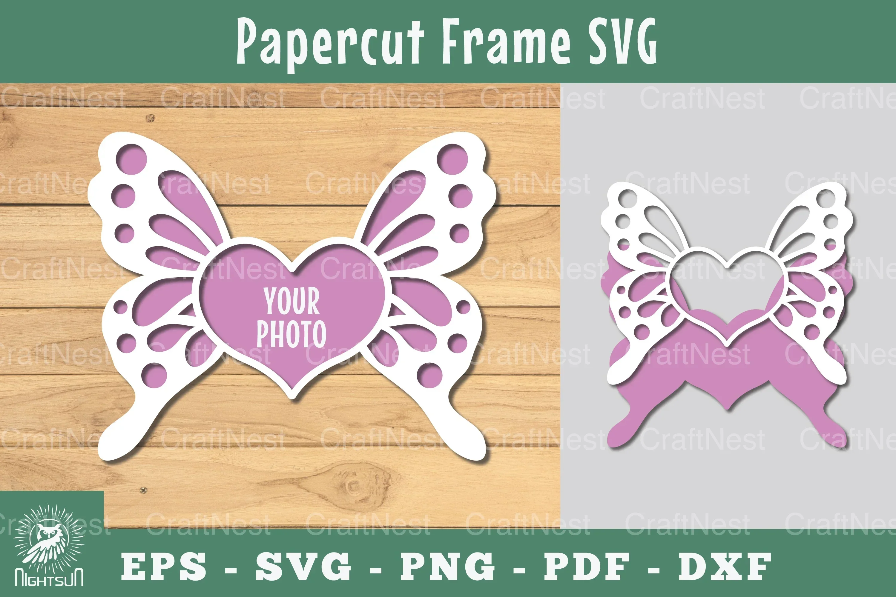 Heart Butterfly Papercut Frame SVG Bundle