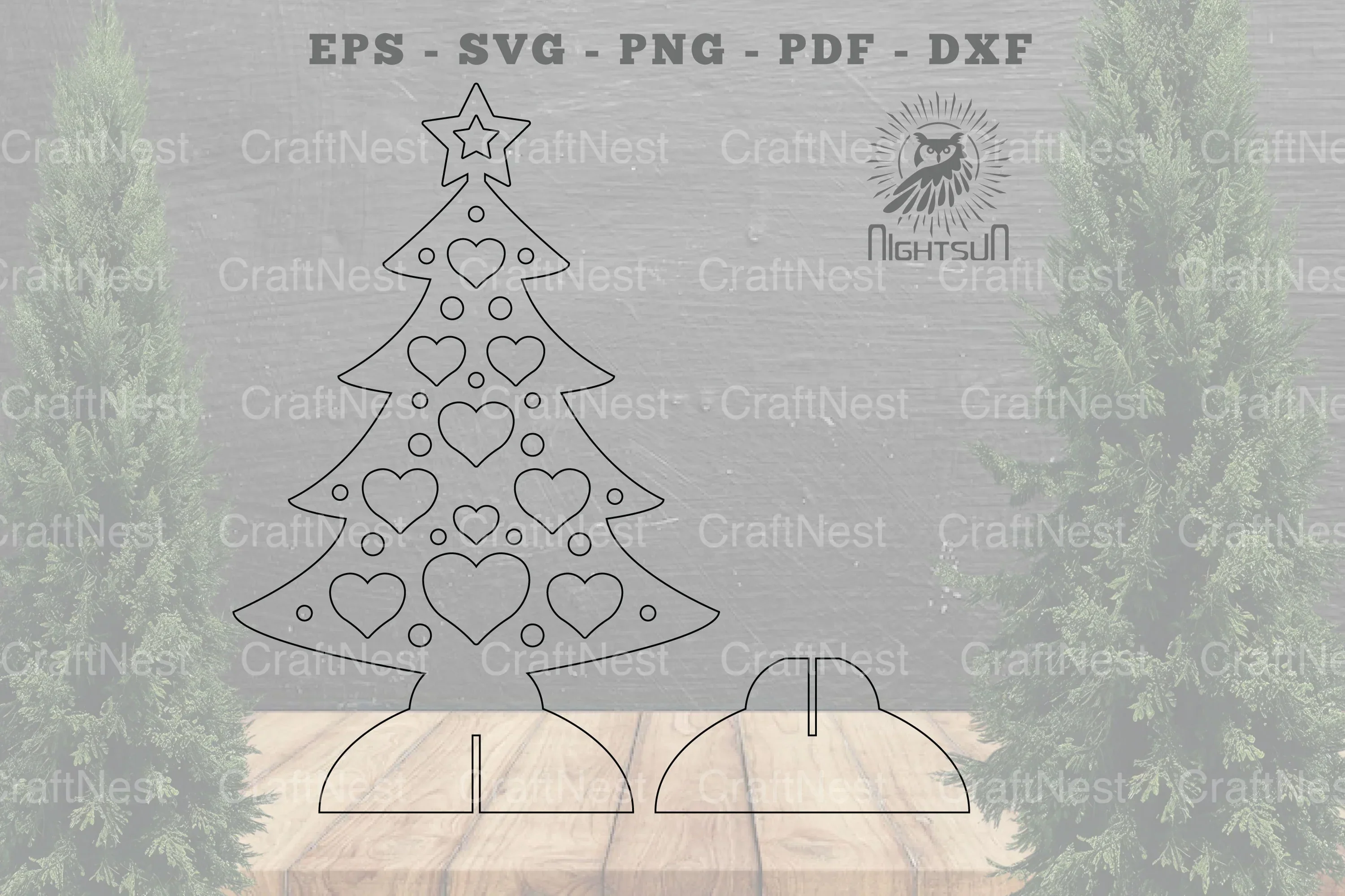 Heart Christmas Tree Laser Cut Home Decor Clipart Bundle - Image 2
