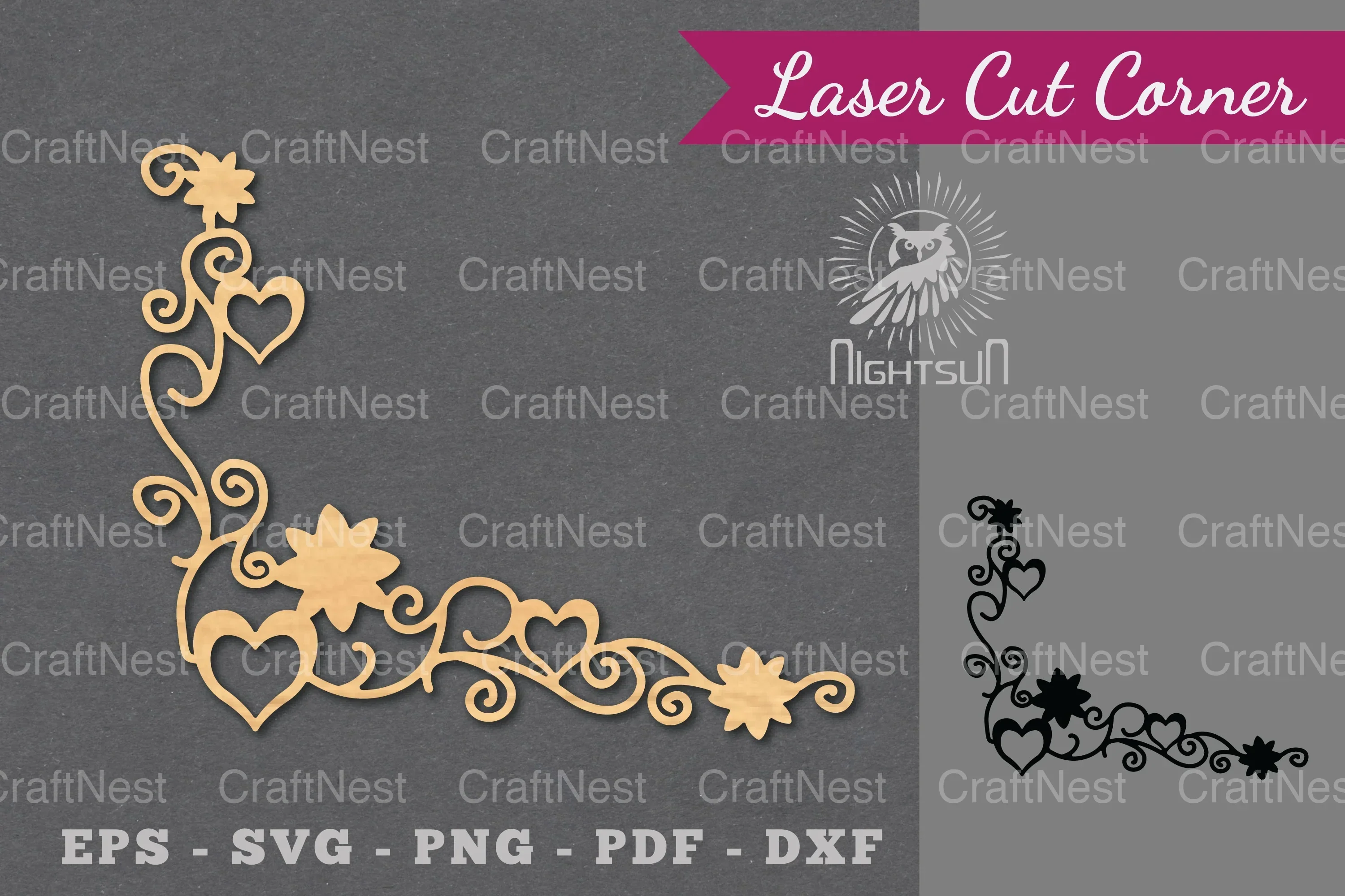 Heart Corner Laser Cut Design Bundle