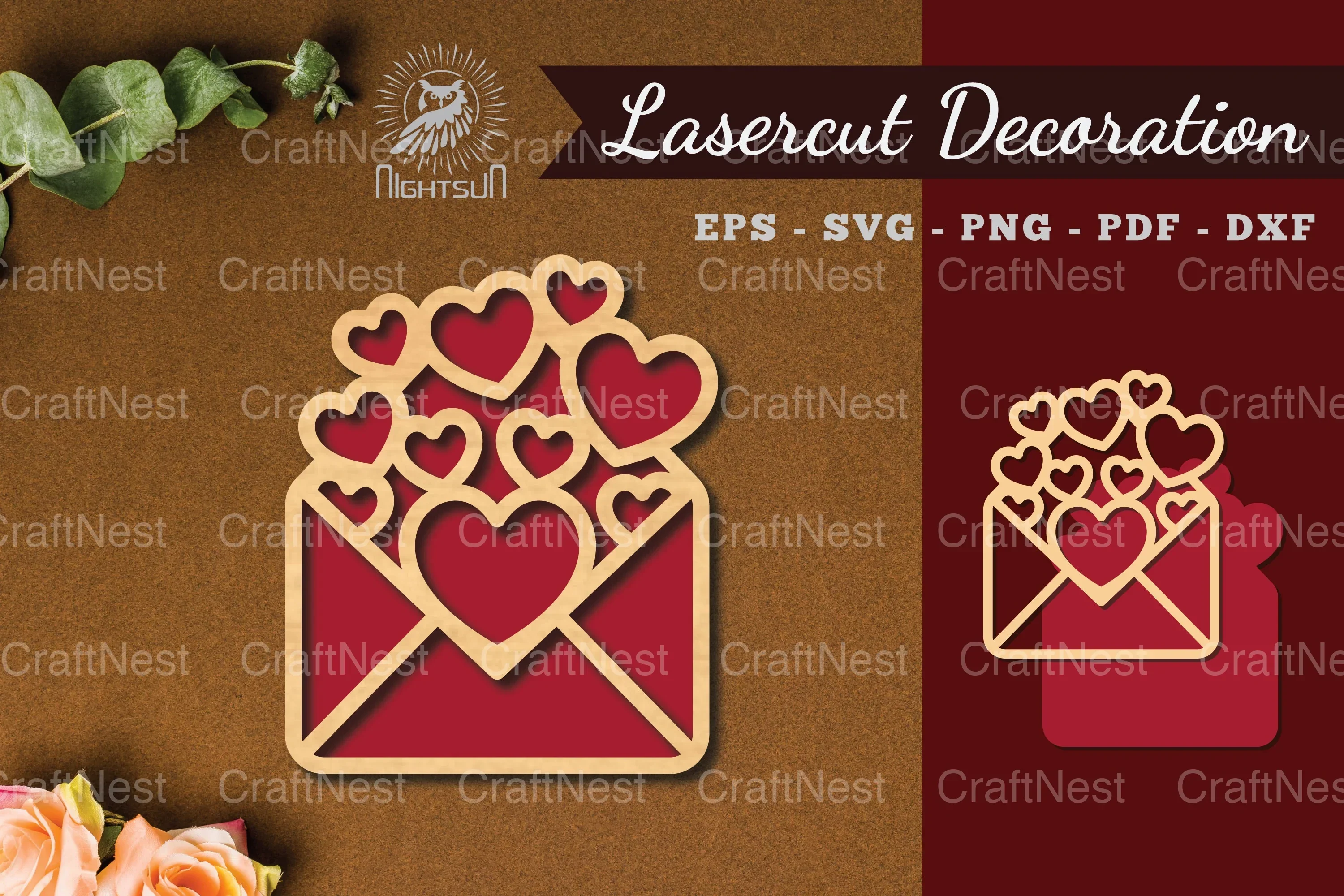 Heart Envelope Laser Cut Decoration Clipart Bundle