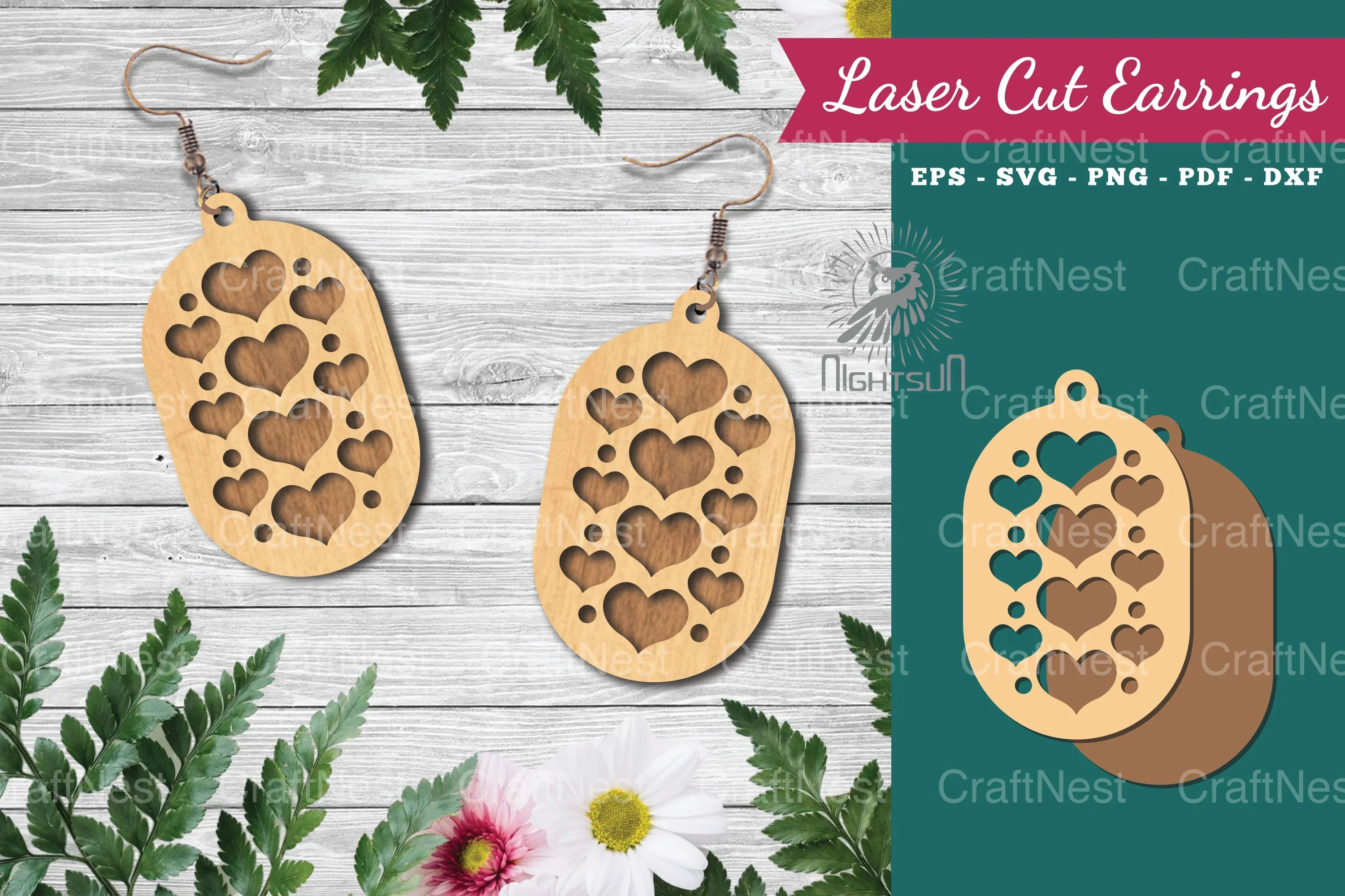 Heart Laser Cut Earrings Clipart Bundle