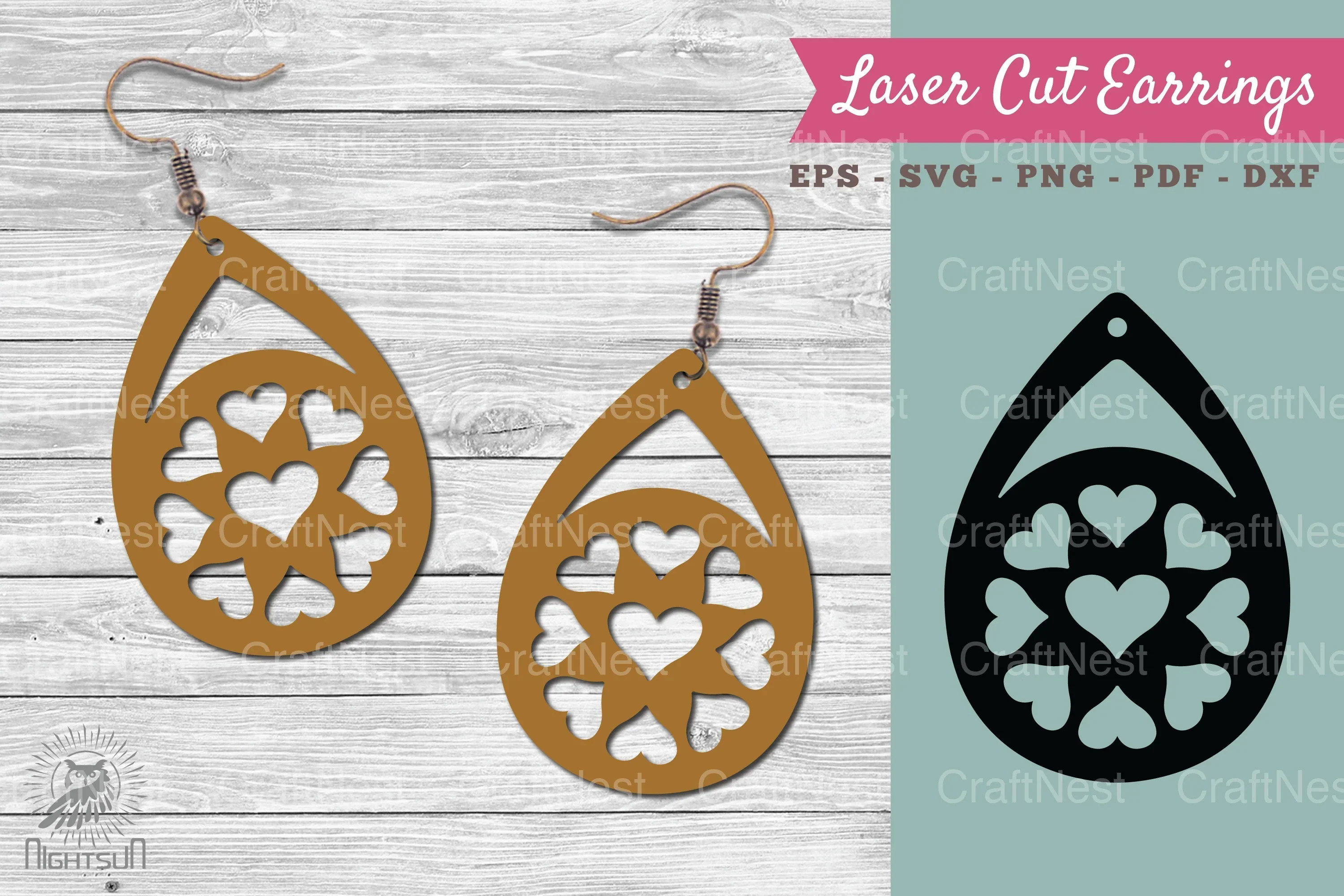 Heart Laser Cut Earrings Clipart Bundle