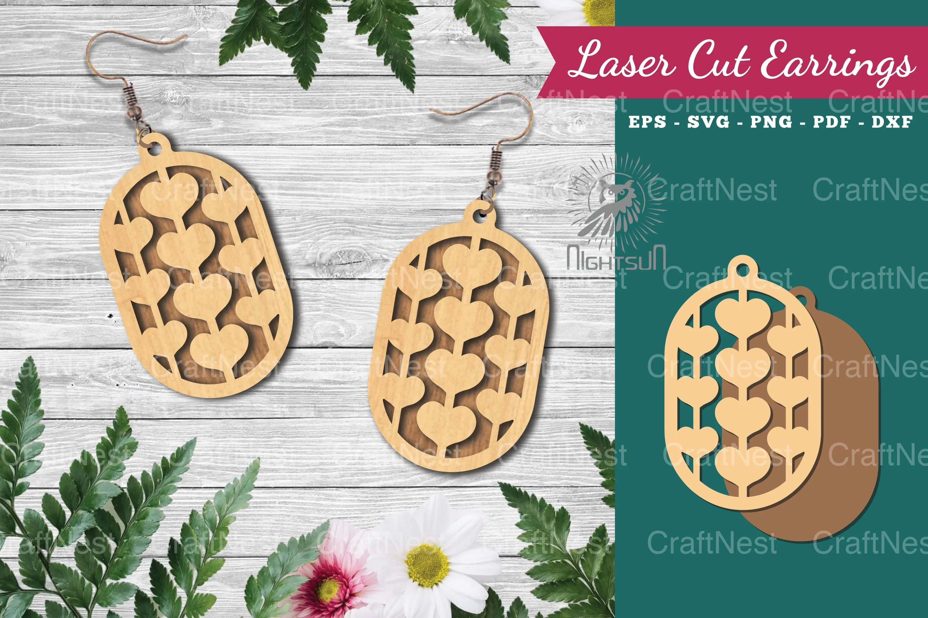 Heart Laser Cut Earrings Design Bundle
