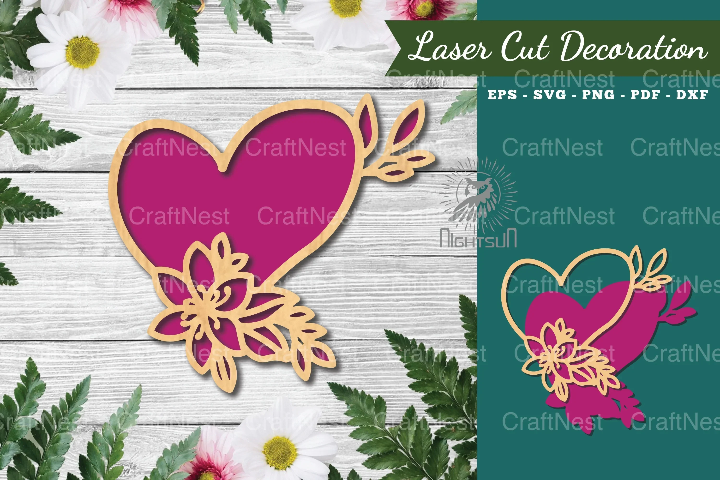Heart Laser Cut Flower Decoration Clipart Bundle