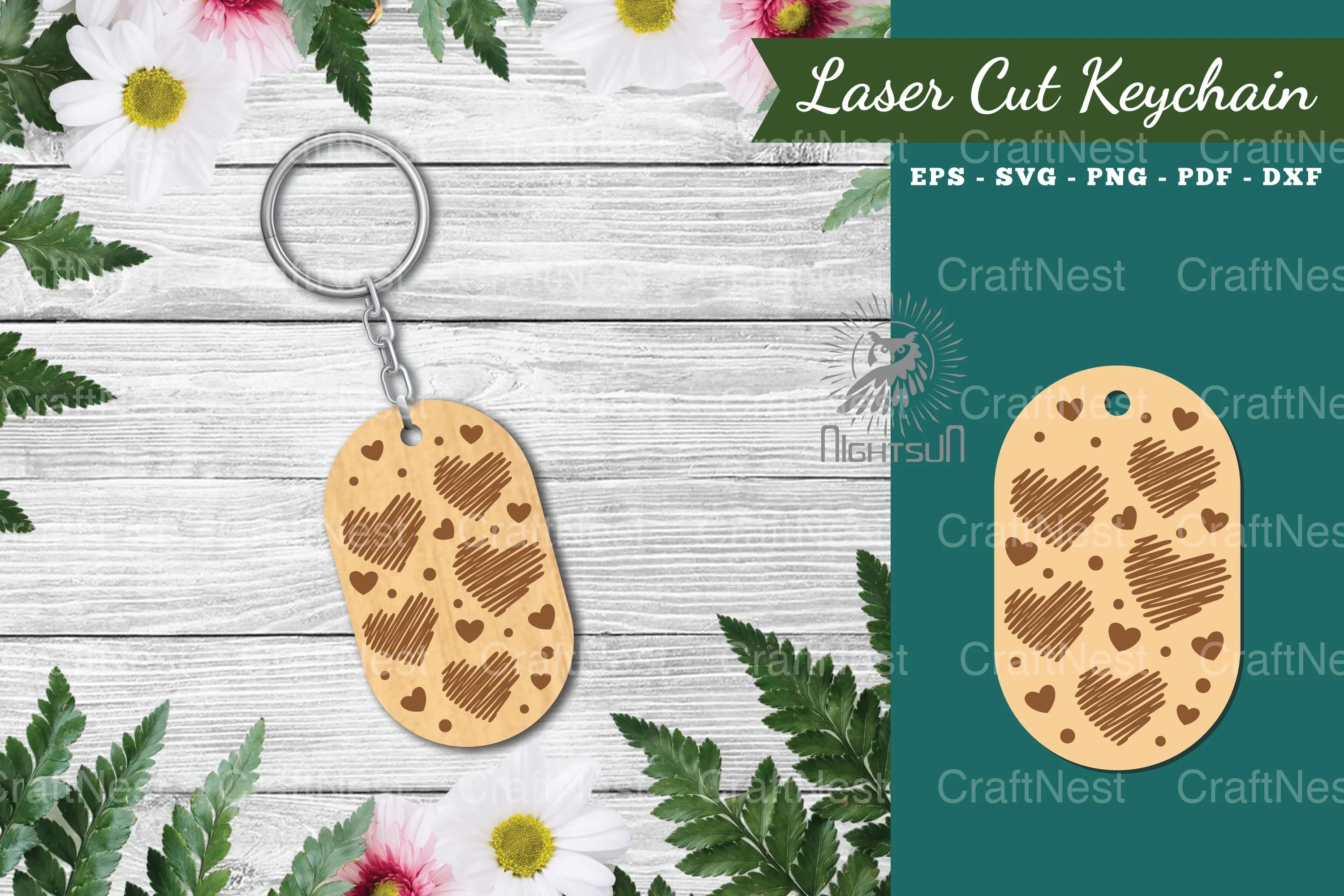 Heart Laser Cut Keychain Design Bundle